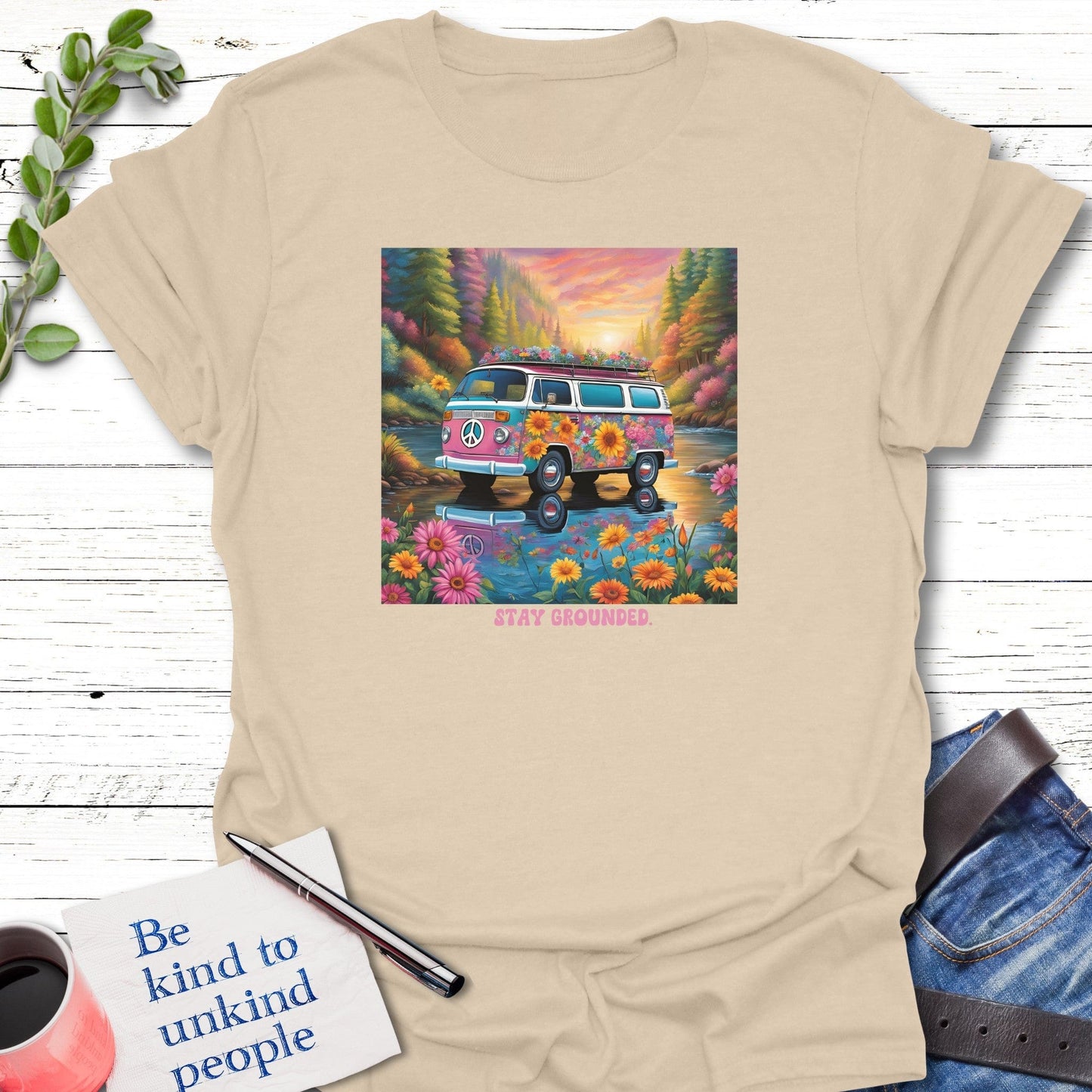 T-Shirt Sand / S Grounded Journey T-Shirt Echo Kindness Printify