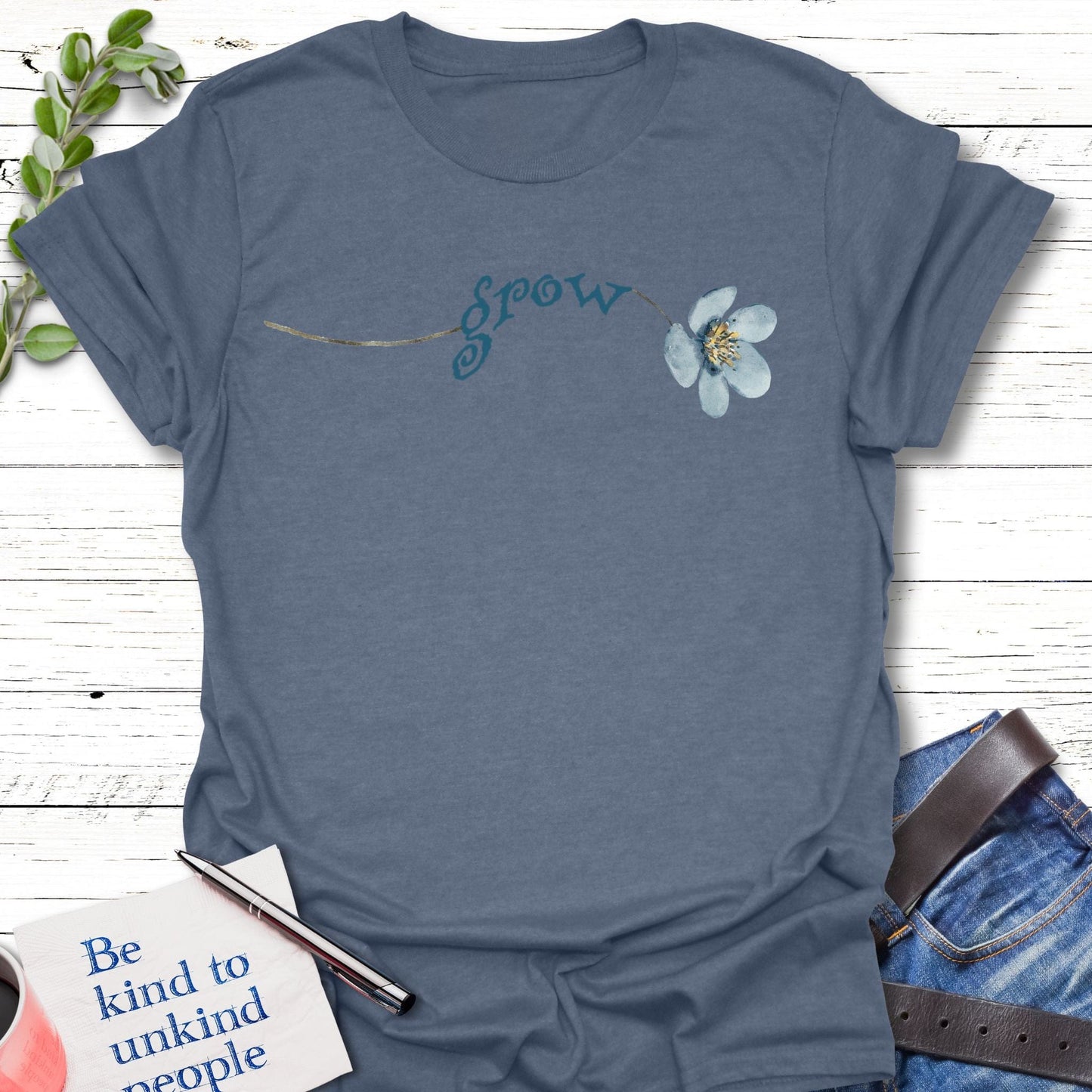T-Shirt Heather indigo / S Grow T-Shirt Echo Kindness Printify