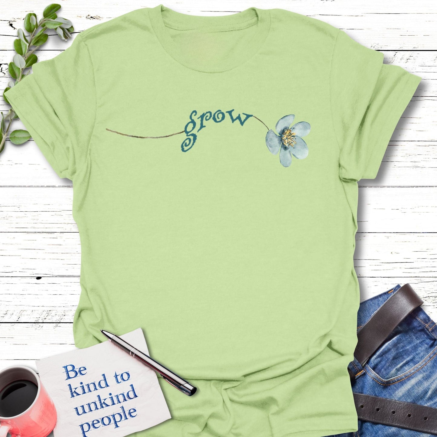 T-Shirt Pistachio / S Grow T-Shirt Echo Kindness Printify