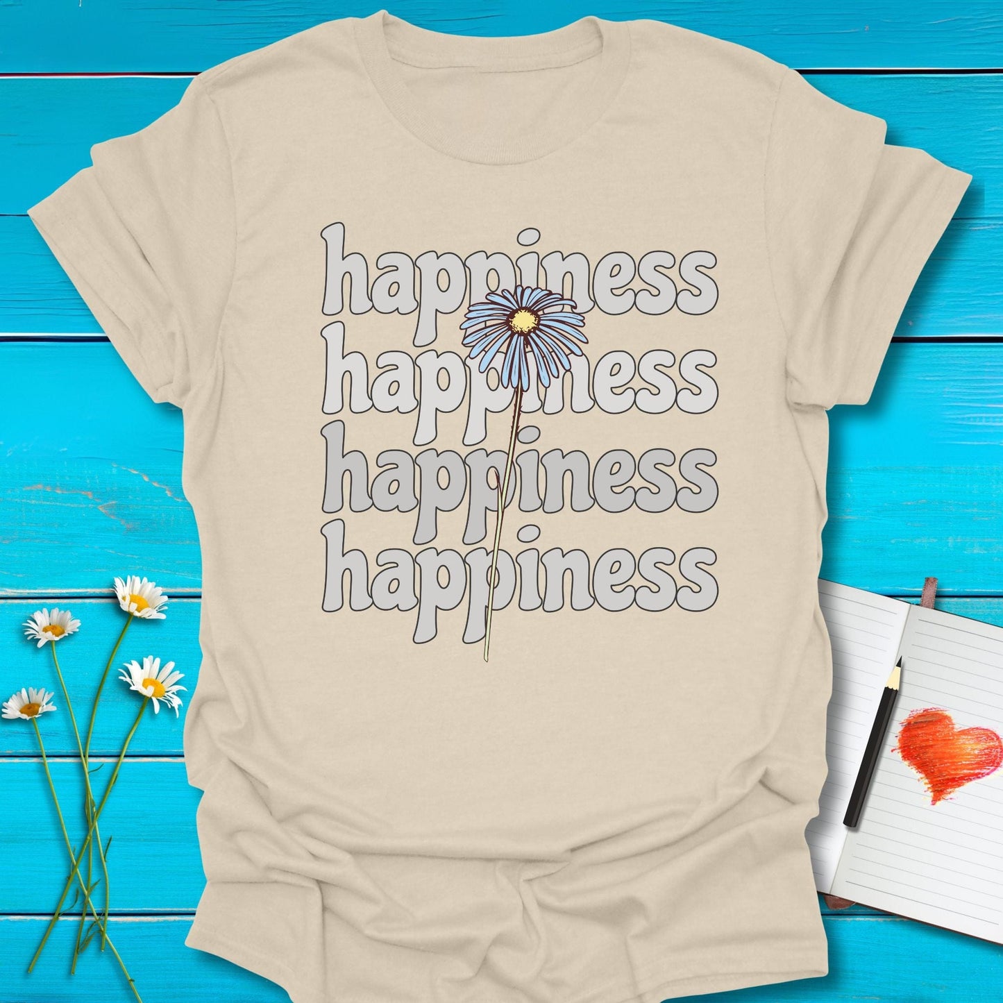 T-Shirt Natural / S Happiness T-Shirt Echo Kindness Printify