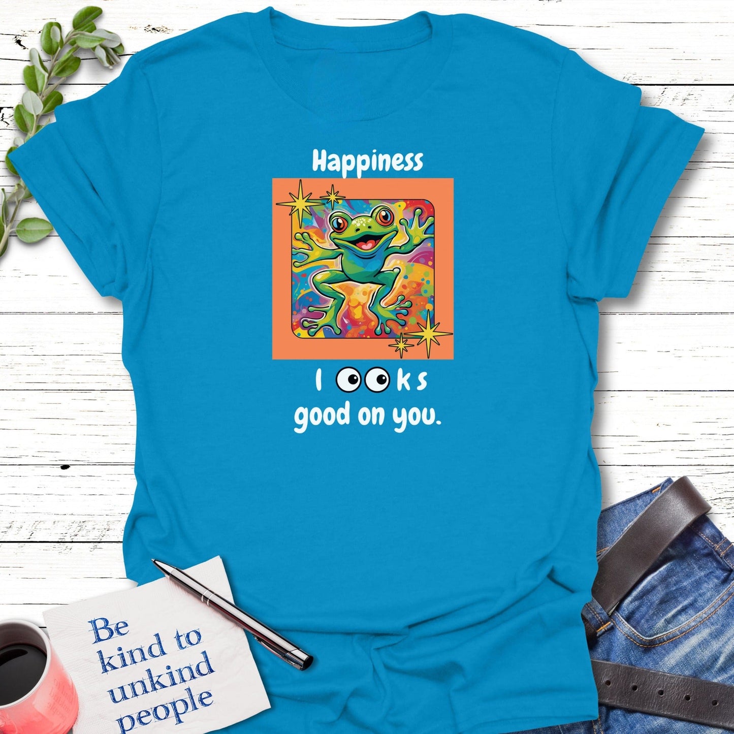 T-Shirt Sapphire / S Happy Frog Vibes T-Shirt Echo Kindness Printify