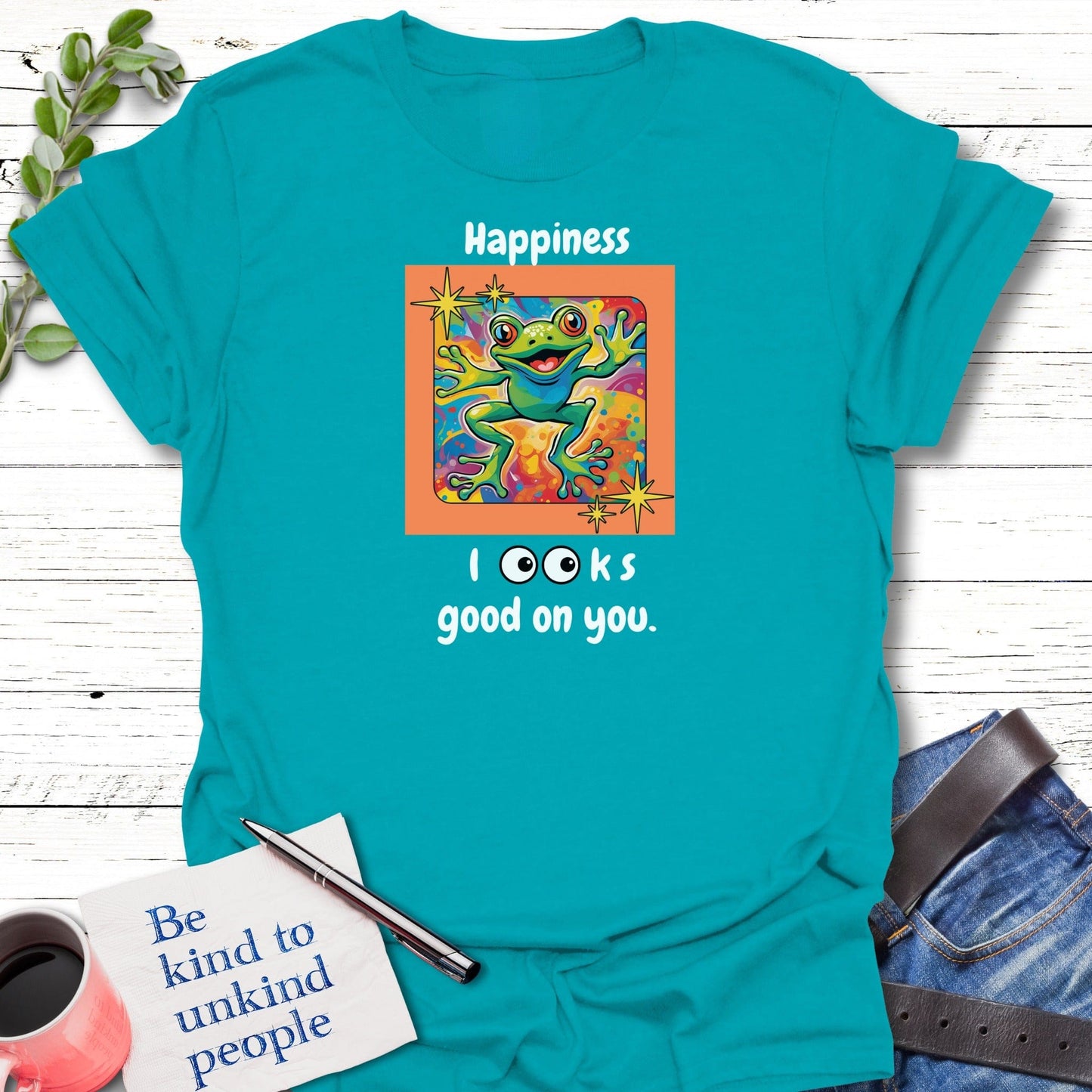 T-Shirt Tropical Blue / S Happy Frog Vibes T-Shirt Echo Kindness Printify