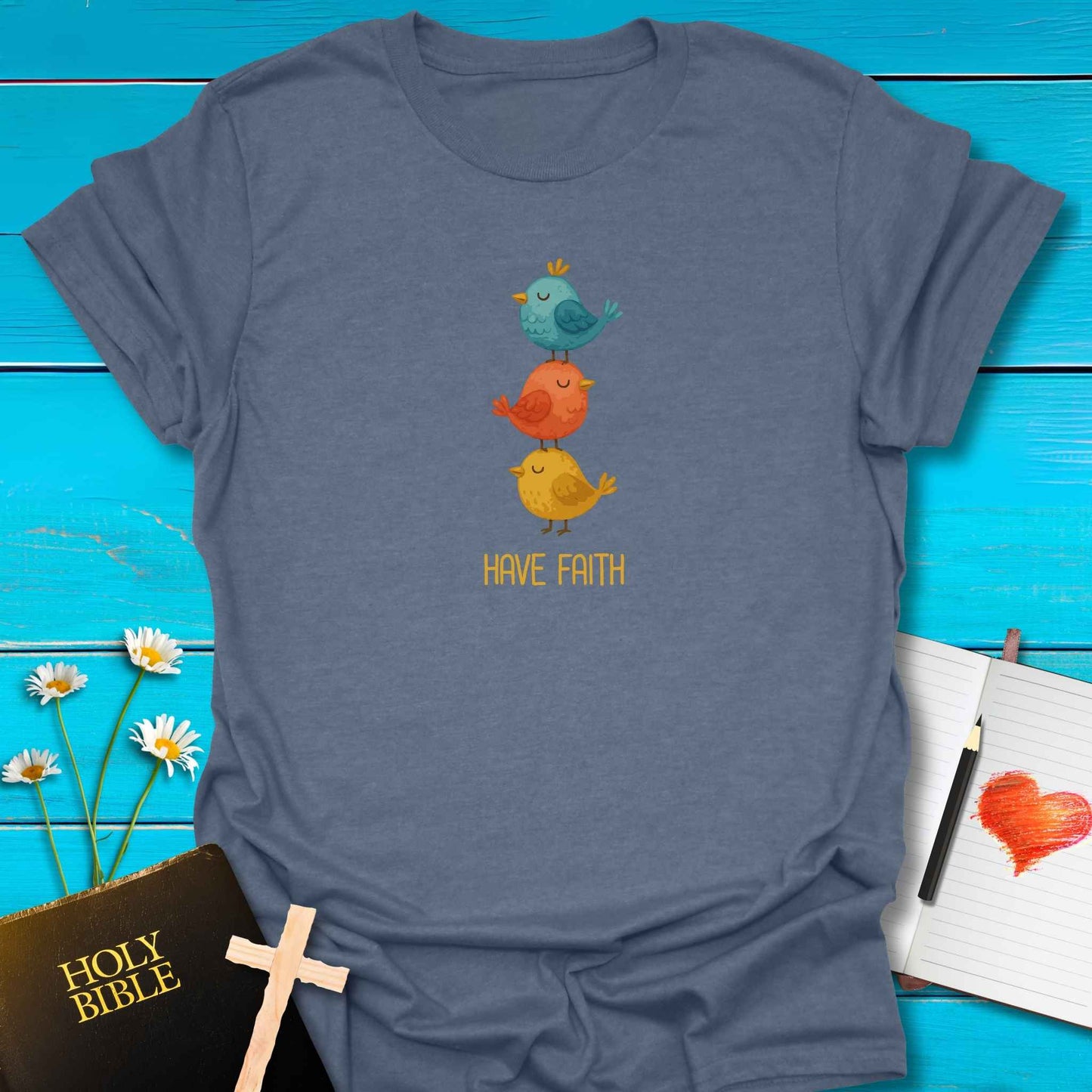 T-Shirt Heather indigo / S Have Faith T-Shirt Echo Kindness Printify