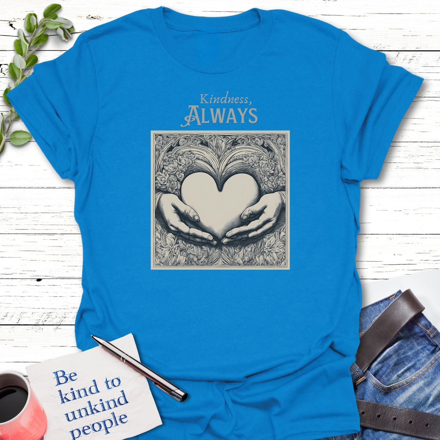 T-Shirt Sapphire / S Heart in Hand T-Shirt Echo Kindness Printify