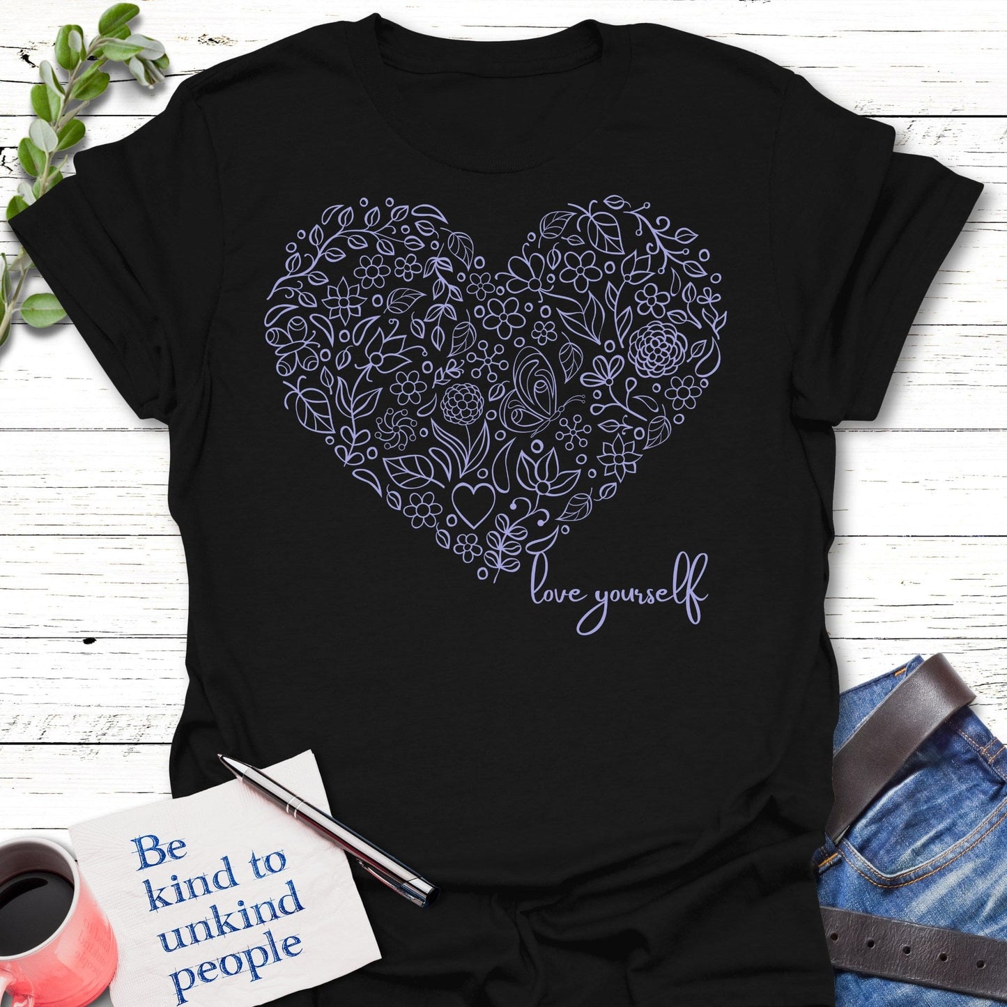 T-Shirt Black / S Heart Yourself T-Shirt Echo Kindness Printify