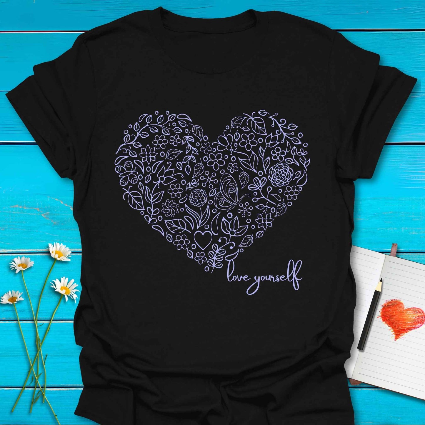 T-Shirt Black / S Heart Yourself T-Shirt Echo Kindness Printify