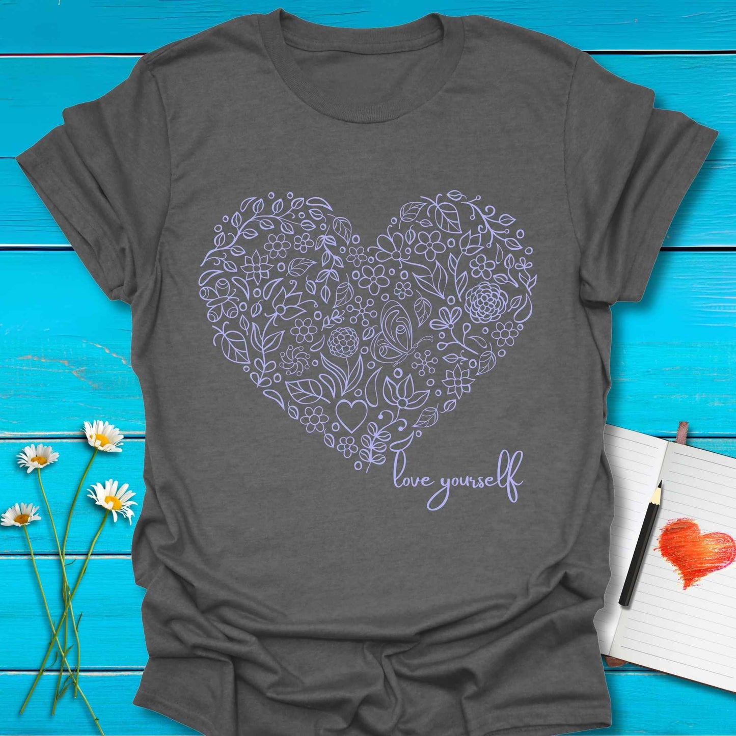 T-Shirt Graphite Heather / S Heart Yourself T-Shirt Echo Kindness Printify
