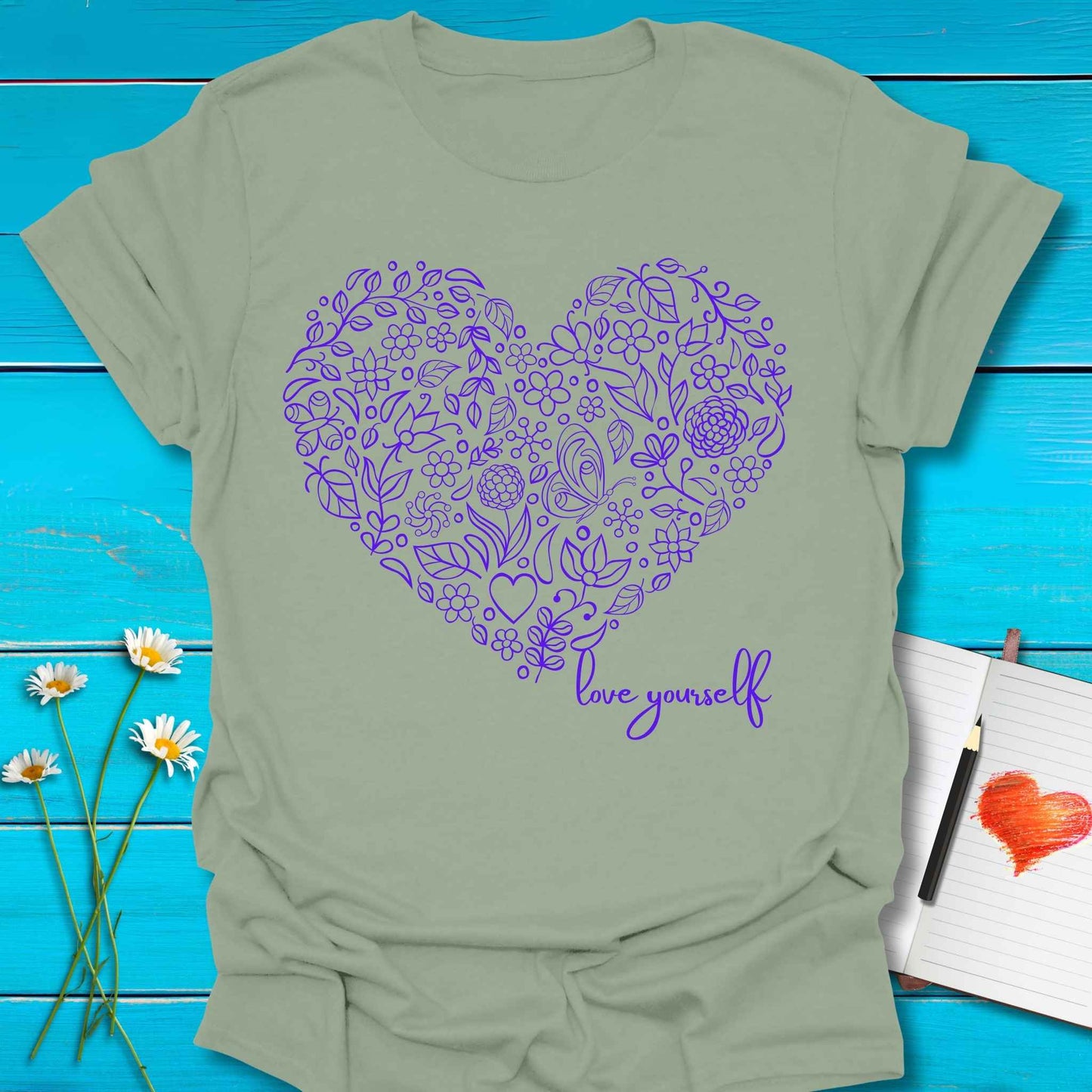 T-Shirt Sage / S Heart Yourself T-Shirt Echo Kindness Printify