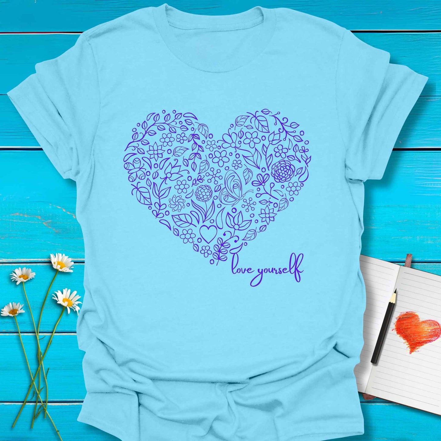 T-Shirt Sky / S Heart Yourself T-Shirt Echo Kindness Printify