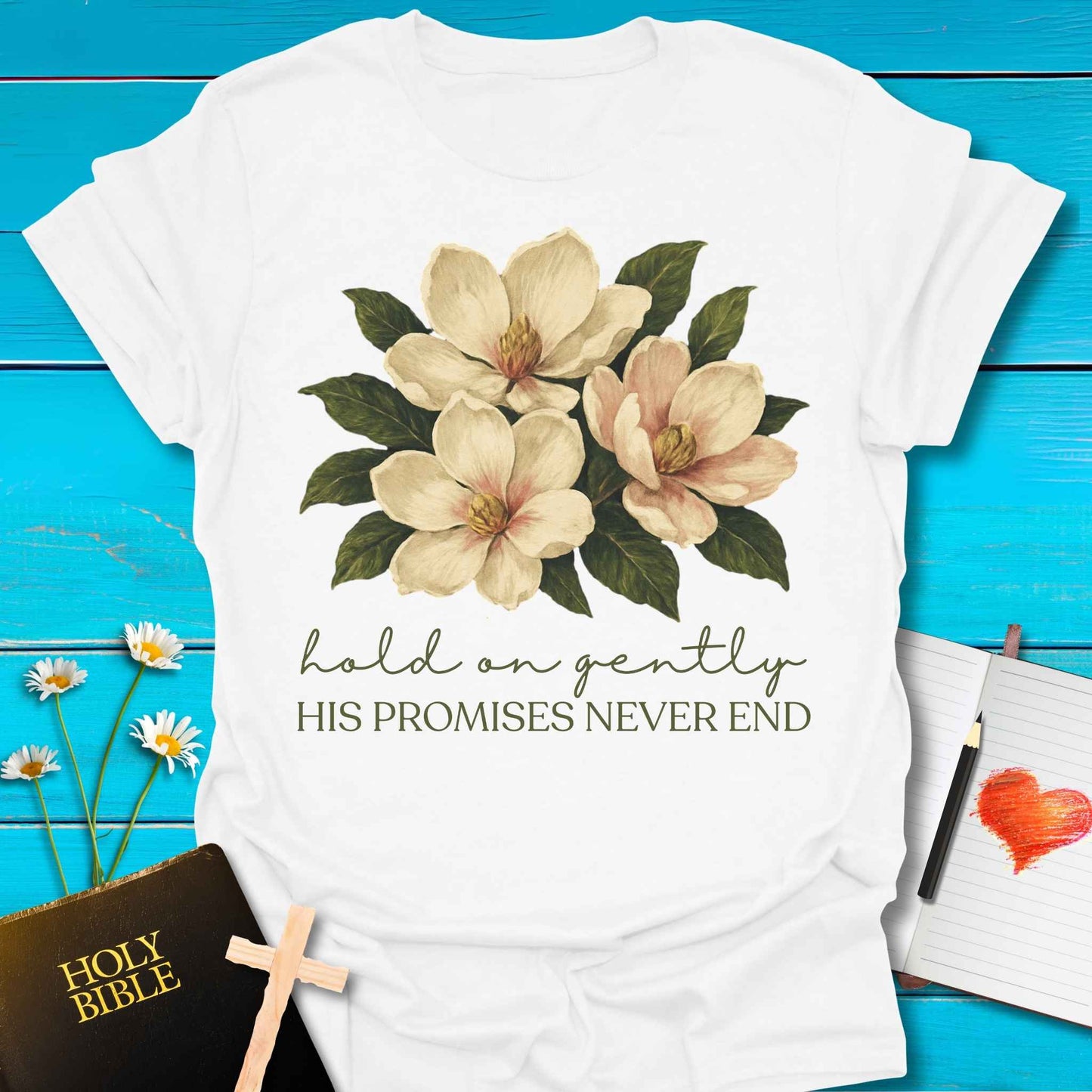 T-Shirt White / S Hold on Gently T-Shirt Echo Kindness Printify