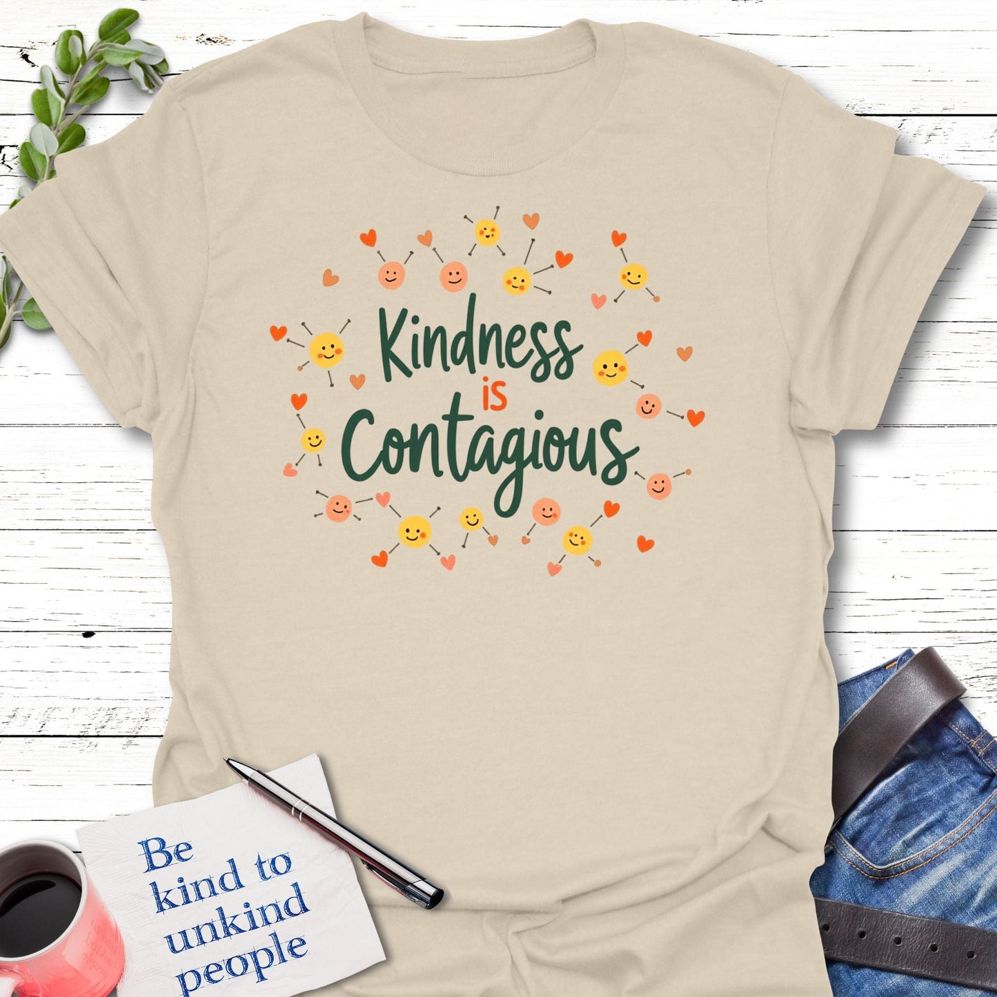 T-Shirt Natural / S Infectious Kindness T-Shirt Echo Kindness Printify