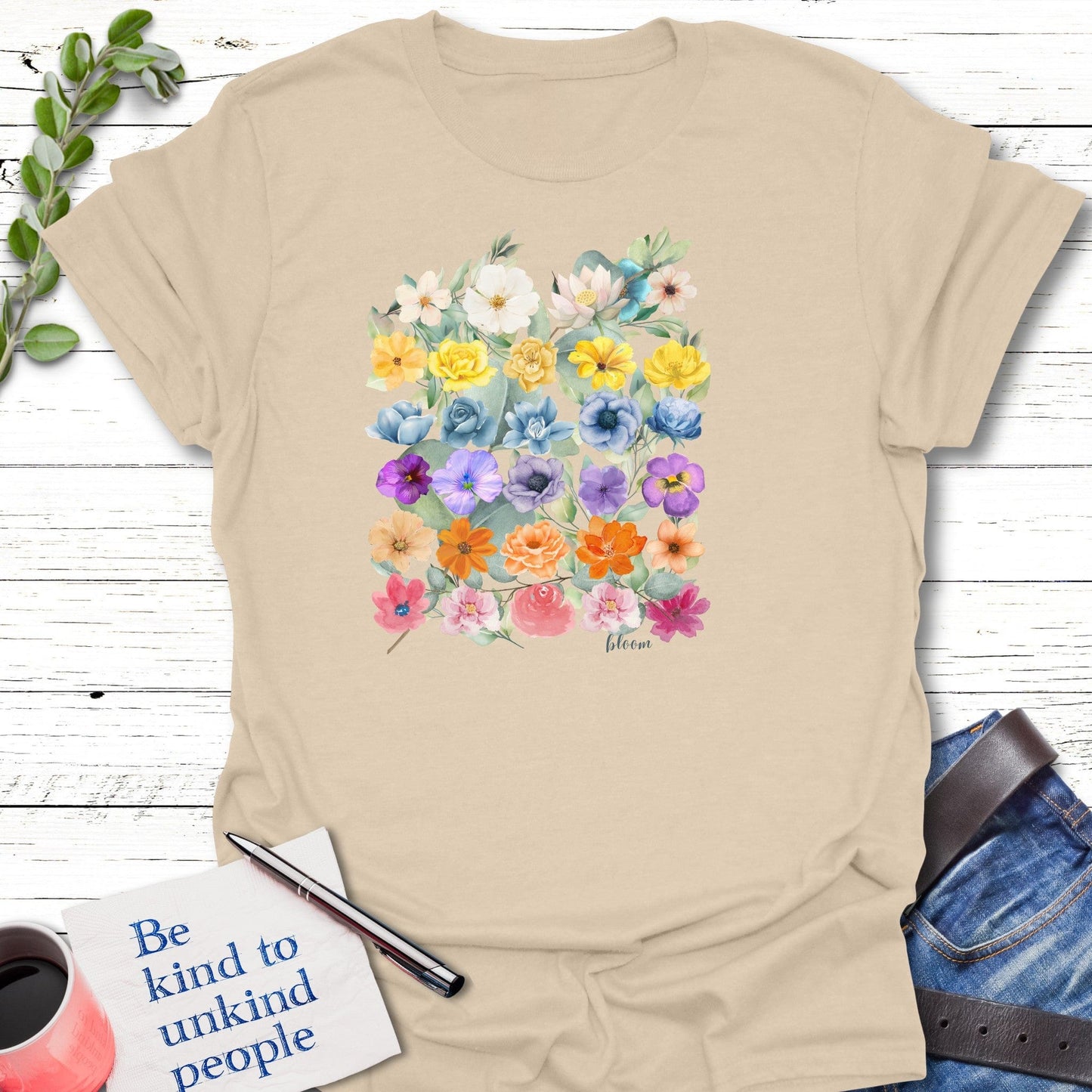 T-Shirt Sand / S Infinite Bloom T-Shirt Echo Kindness Printify