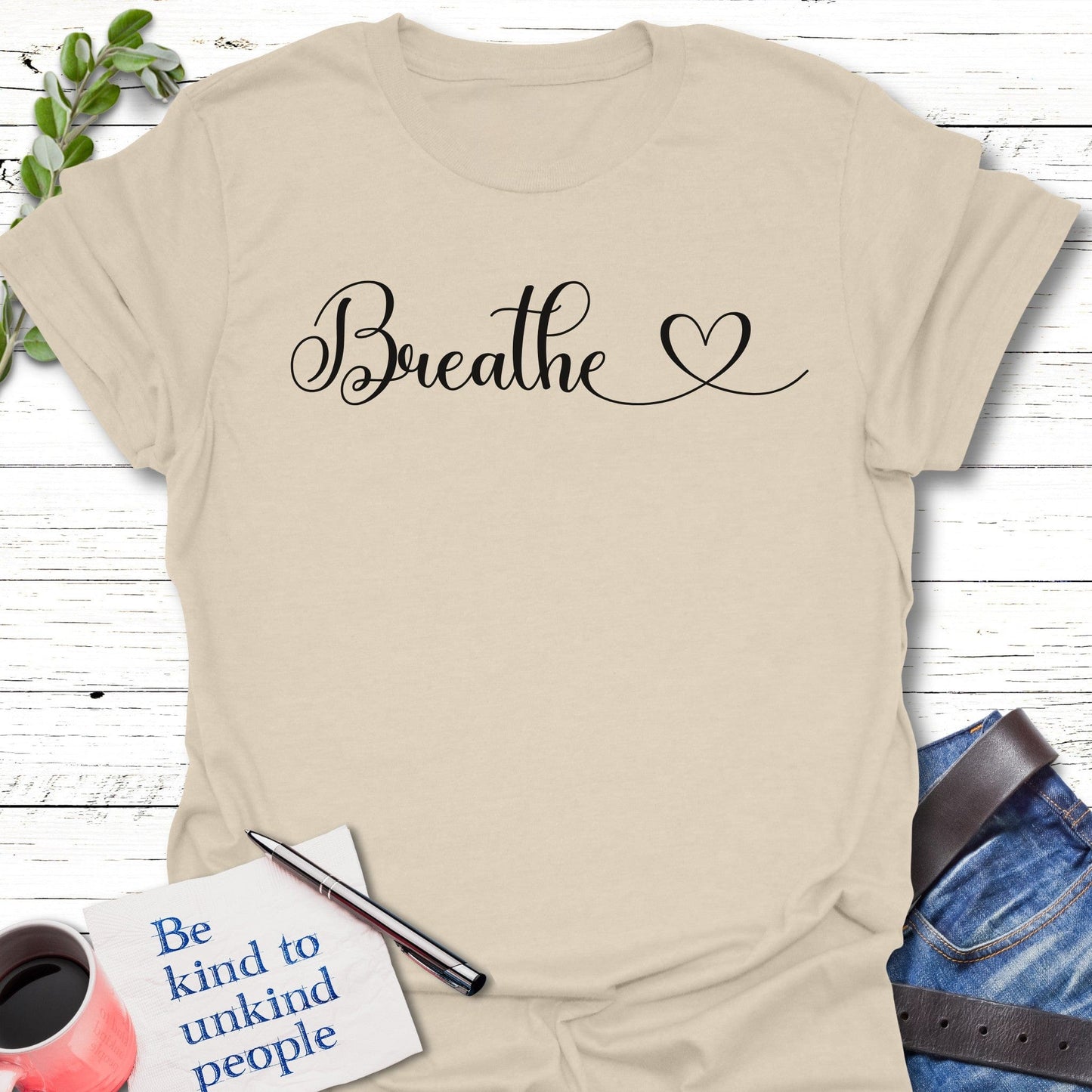 T-Shirt Natural / S Inhale Peace T-Shirt Echo Kindness Printify