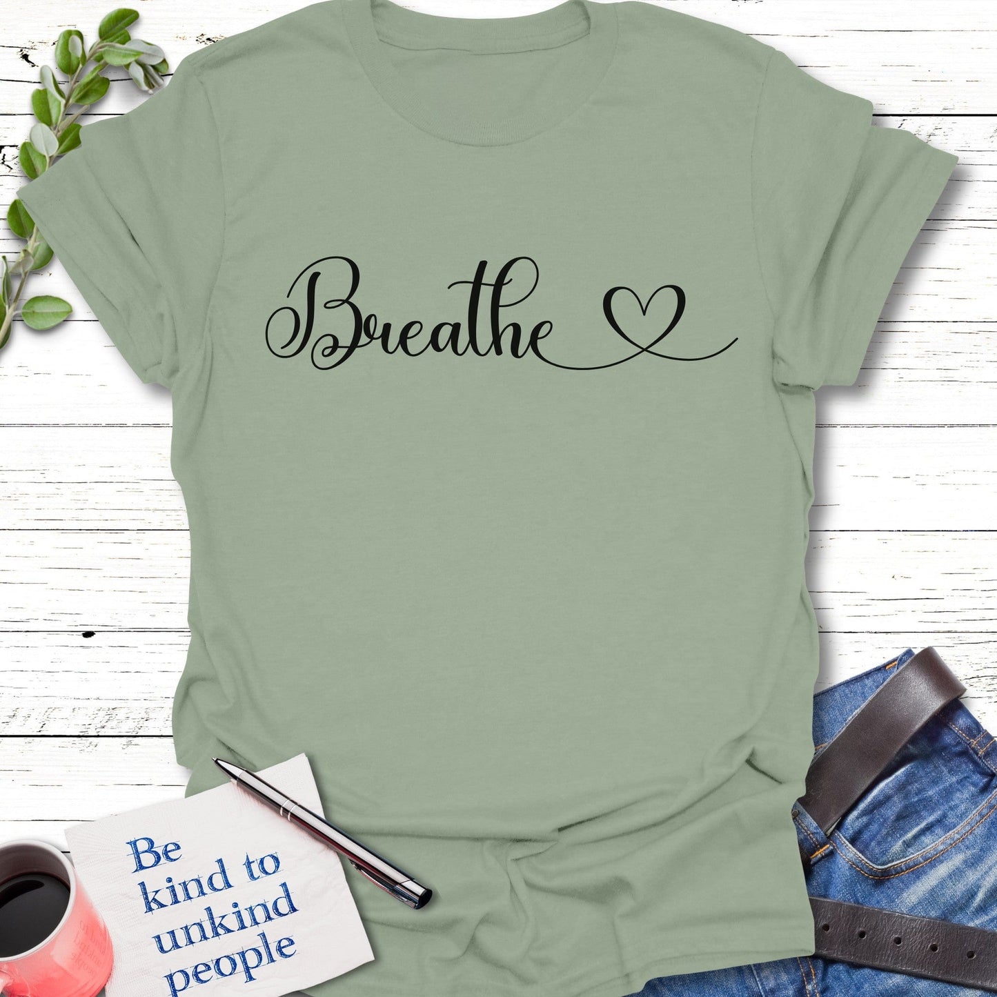 T-Shirt Sage / S Inhale Peace T-Shirt Echo Kindness Printify