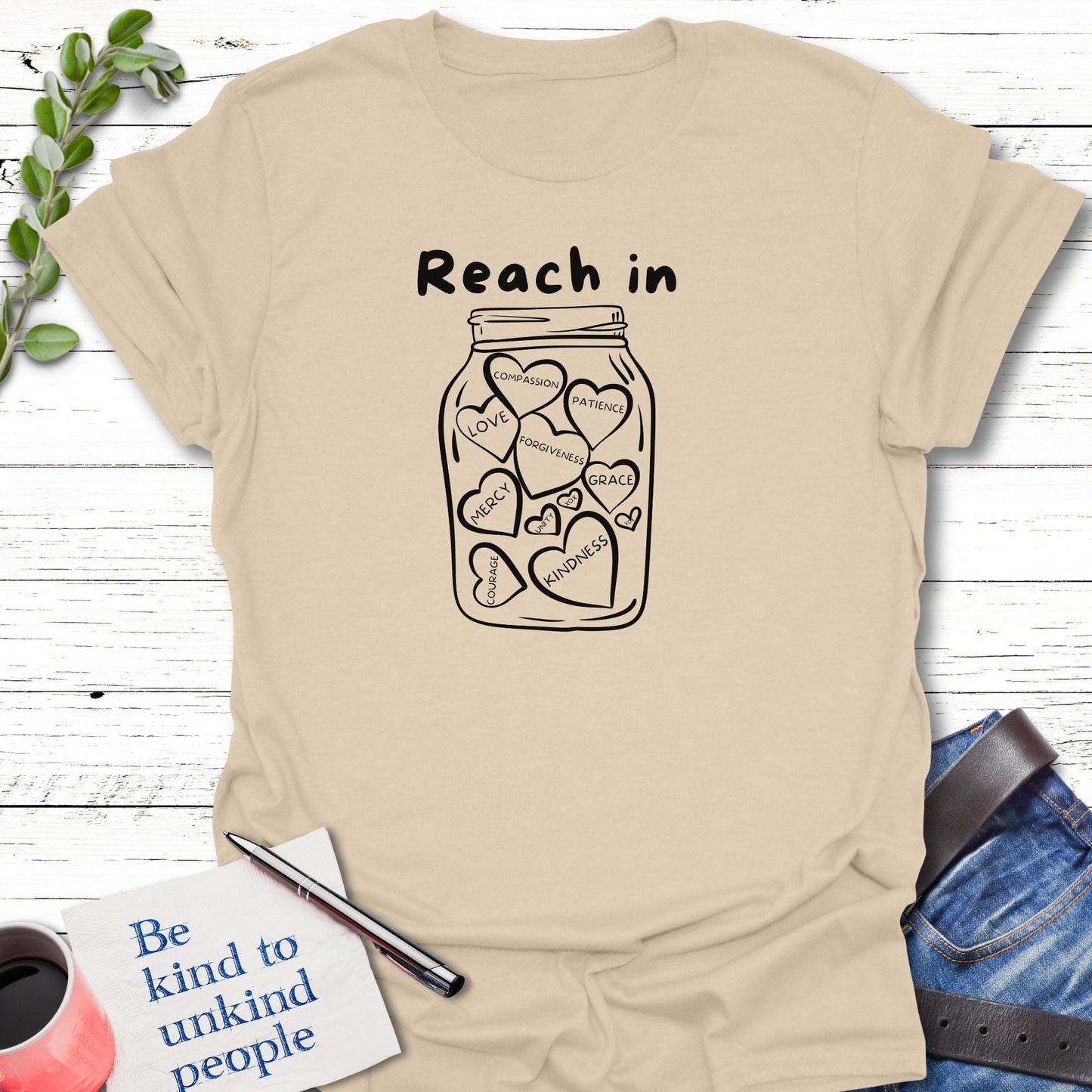 T-Shirt Sand / S Jar of Gifts T-Shirt Echo Kindness Printify