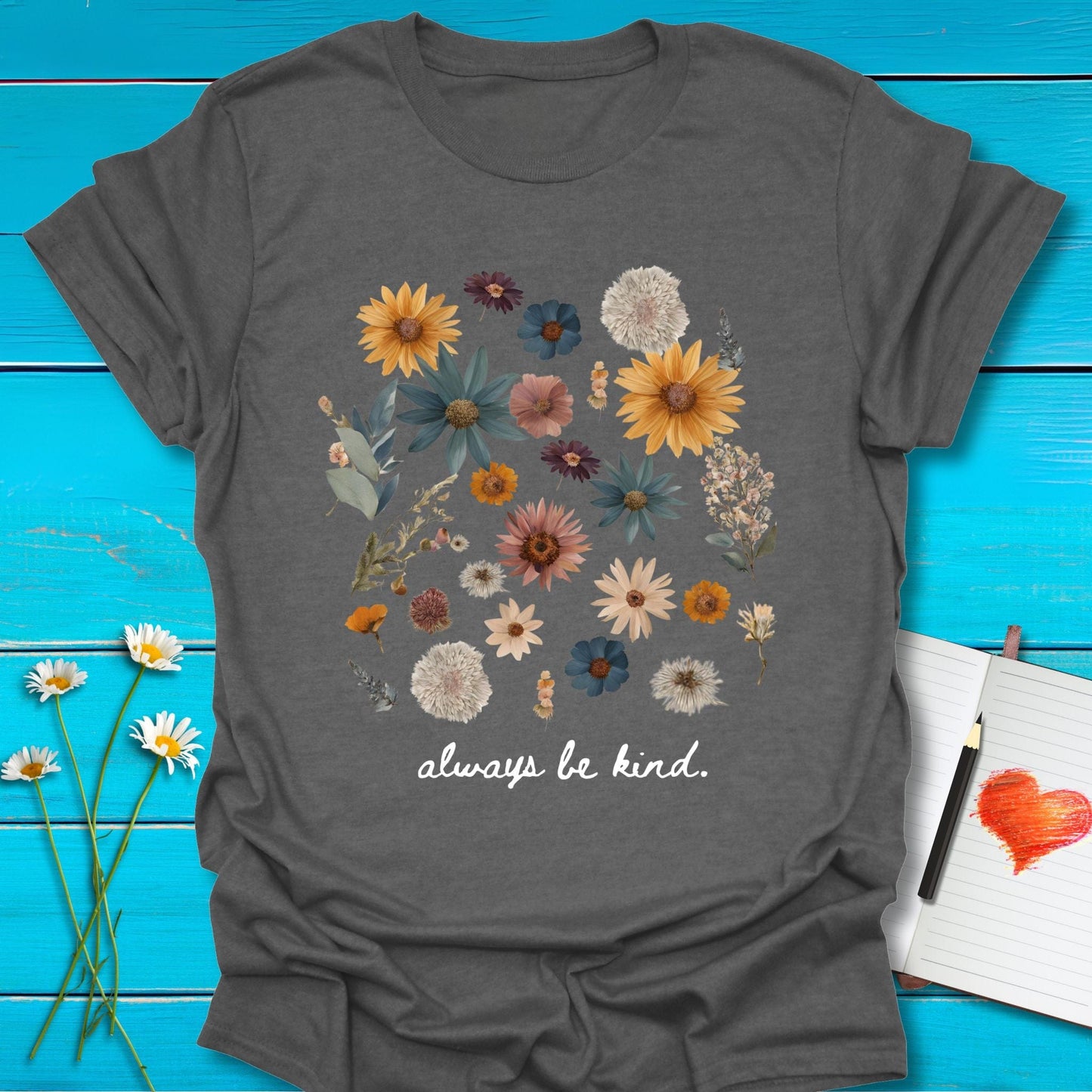 T-Shirt Graphite Heather / S Kind Blossom T-Shirt Echo Kindness Printify