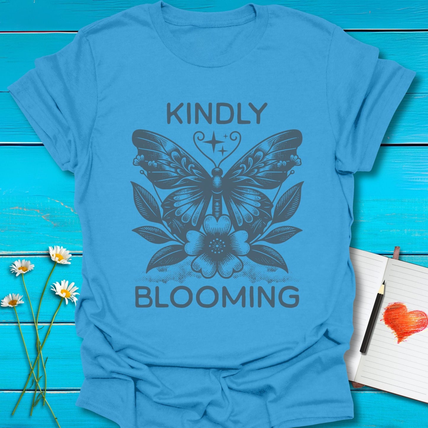 T-Shirt Iris / S Kindly Blooming T-Shirt Echo Kindness Printify