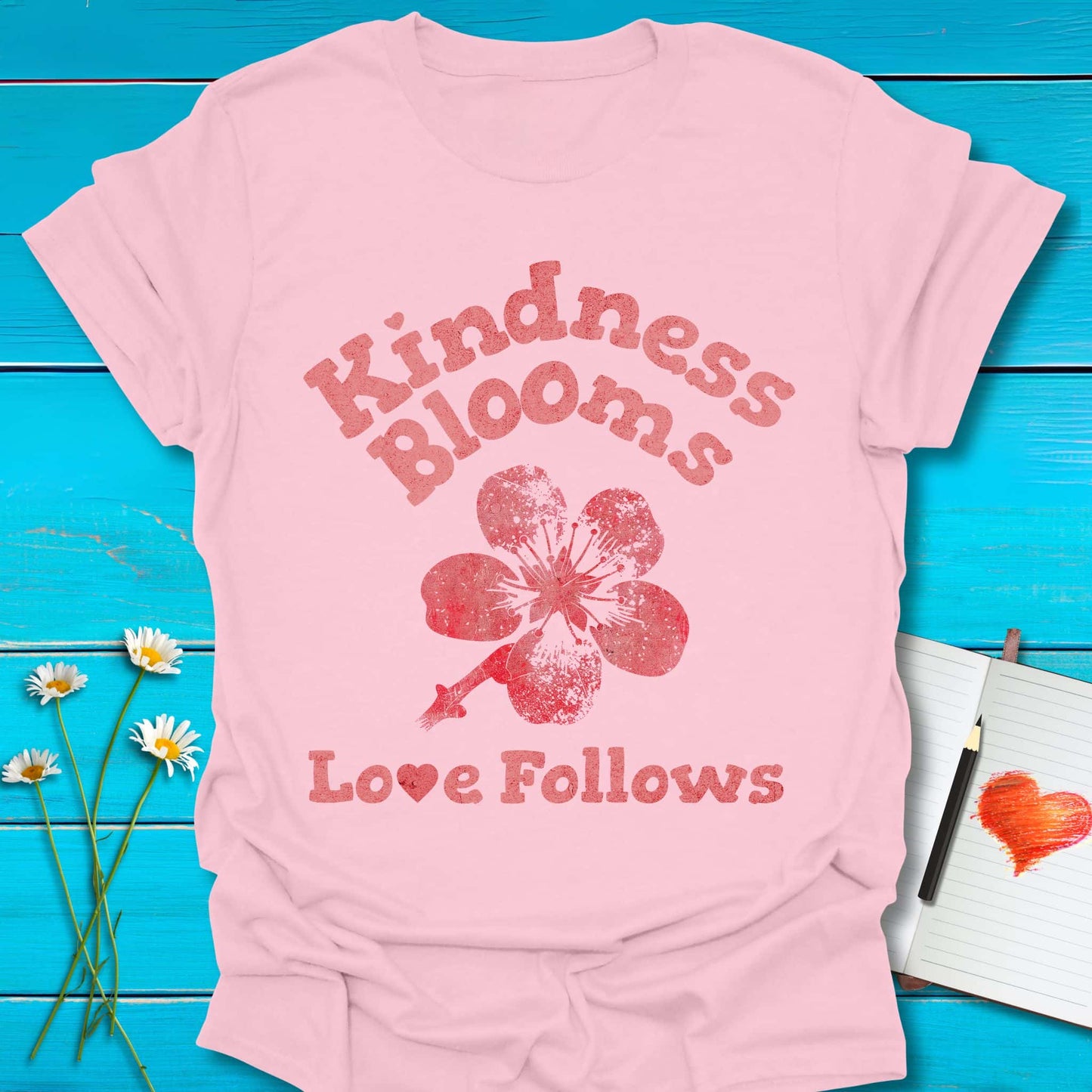 T-Shirt Light Pink / S Kindness Blooms T-Shirt Echo Kindness Printify