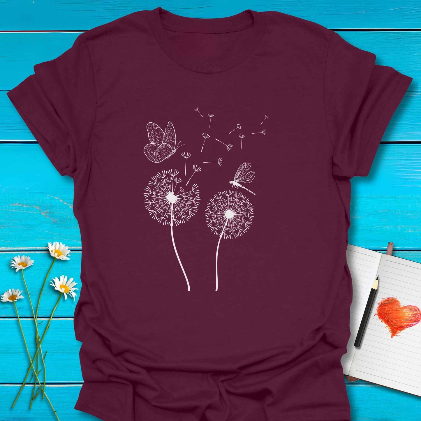 T-Shirt Maroon / S Kindness Floats Far T-Shirt Echo Kindness Printify