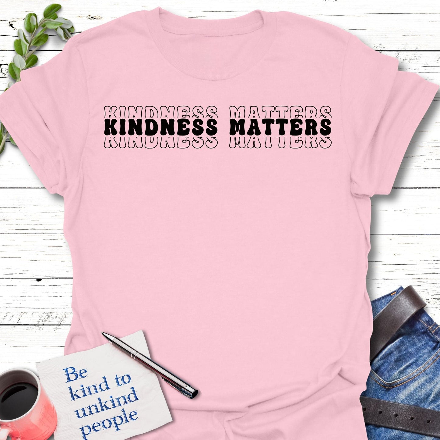 T-Shirt Light Pink / S Kindness Matters T-Shirt Echo Kindness Printify