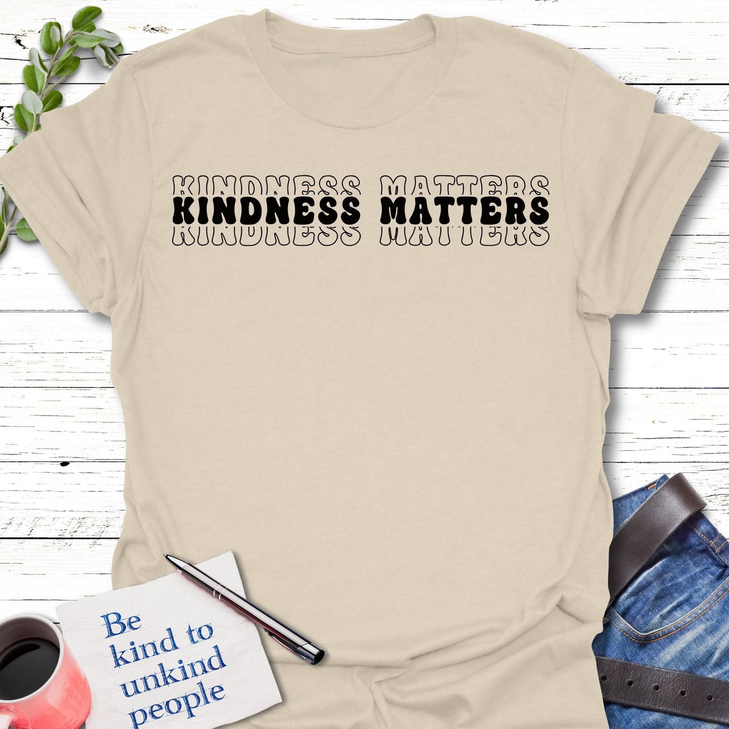 T-Shirt Natural / S Kindness Matters T-Shirt Echo Kindness Printify