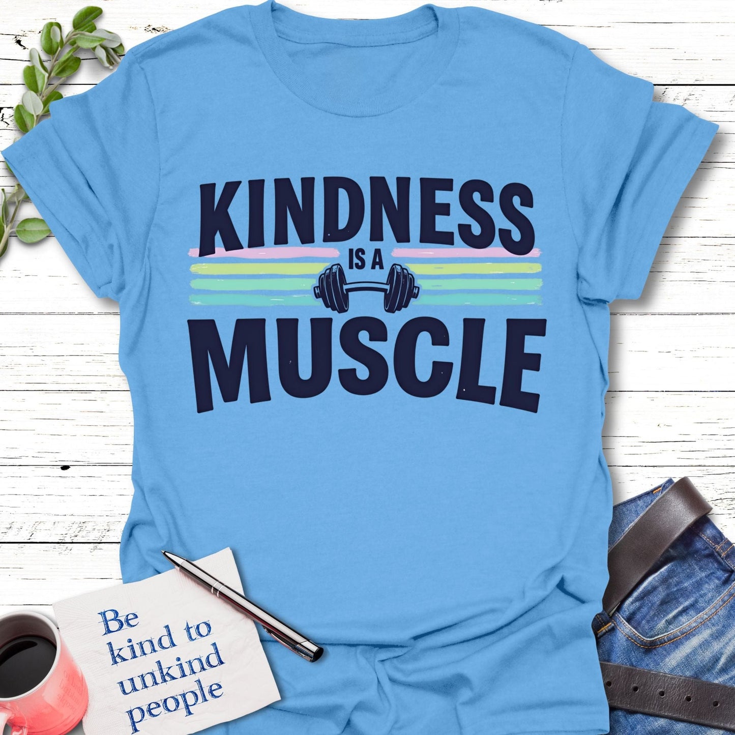 T-Shirt Carolina Blue / S Kindness Muscle T-Shirt Echo Kindness Printify
