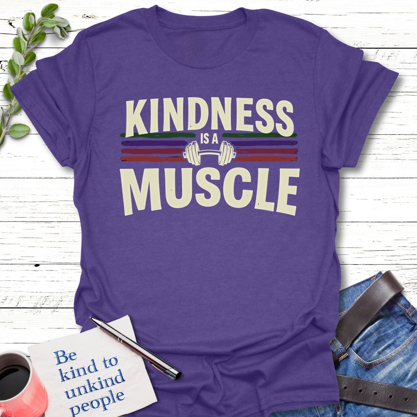 T-Shirt Heather Purple / S Kindness Muscle T-Shirt Echo Kindness Printify