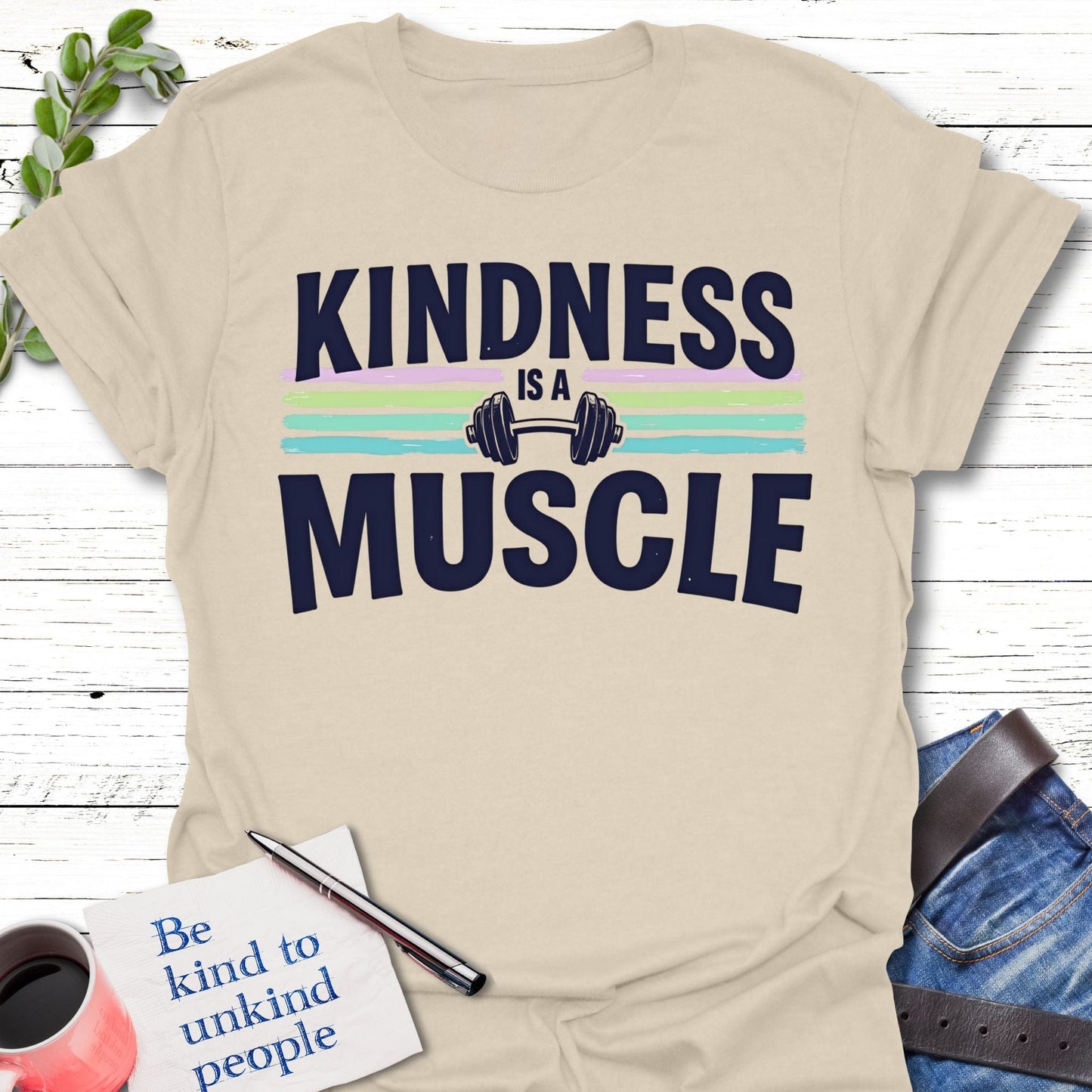 T-Shirt Natural / S Kindness Muscle T-Shirt Echo Kindness Printify