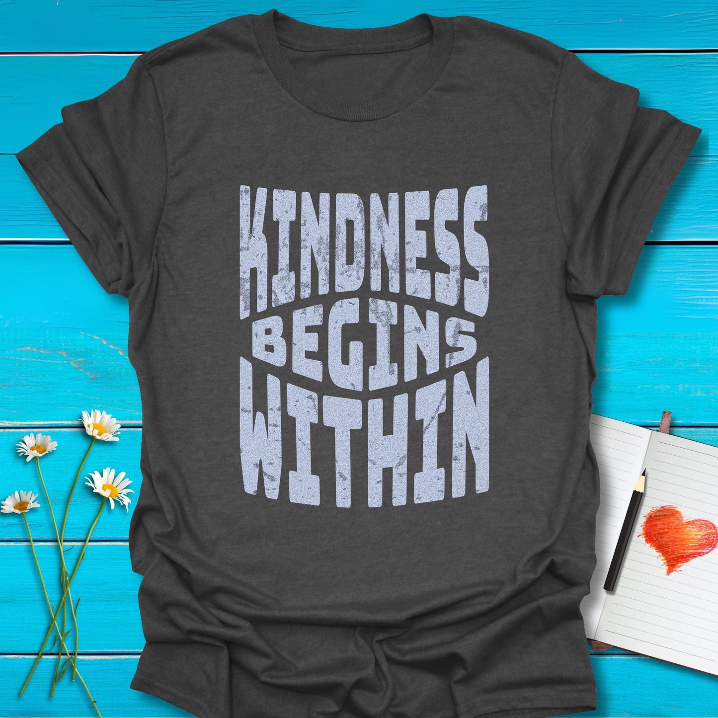 T-Shirt Dark Heather Grey / S Kindness Within T-Shirt Echo Kindness Printify