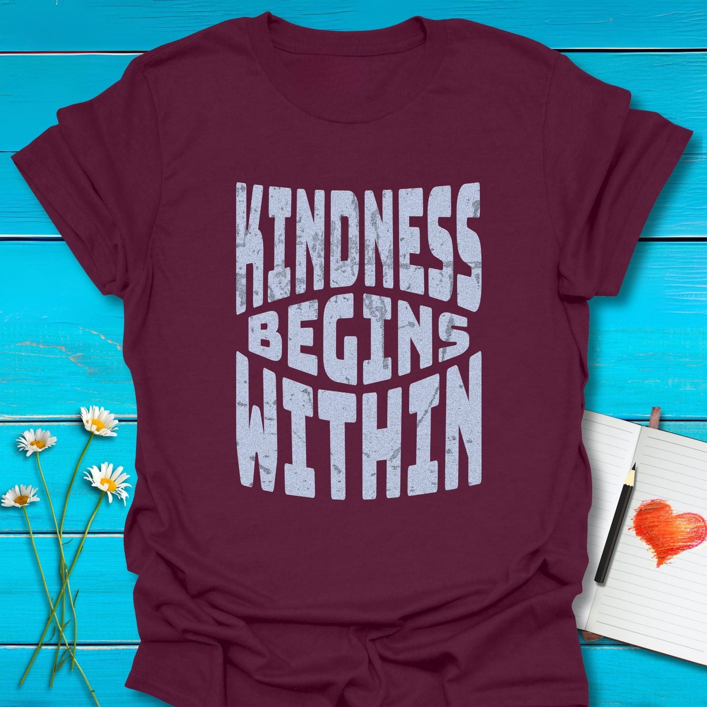 T-Shirt Maroon / S Kindness Within T-Shirt Echo Kindness Printify