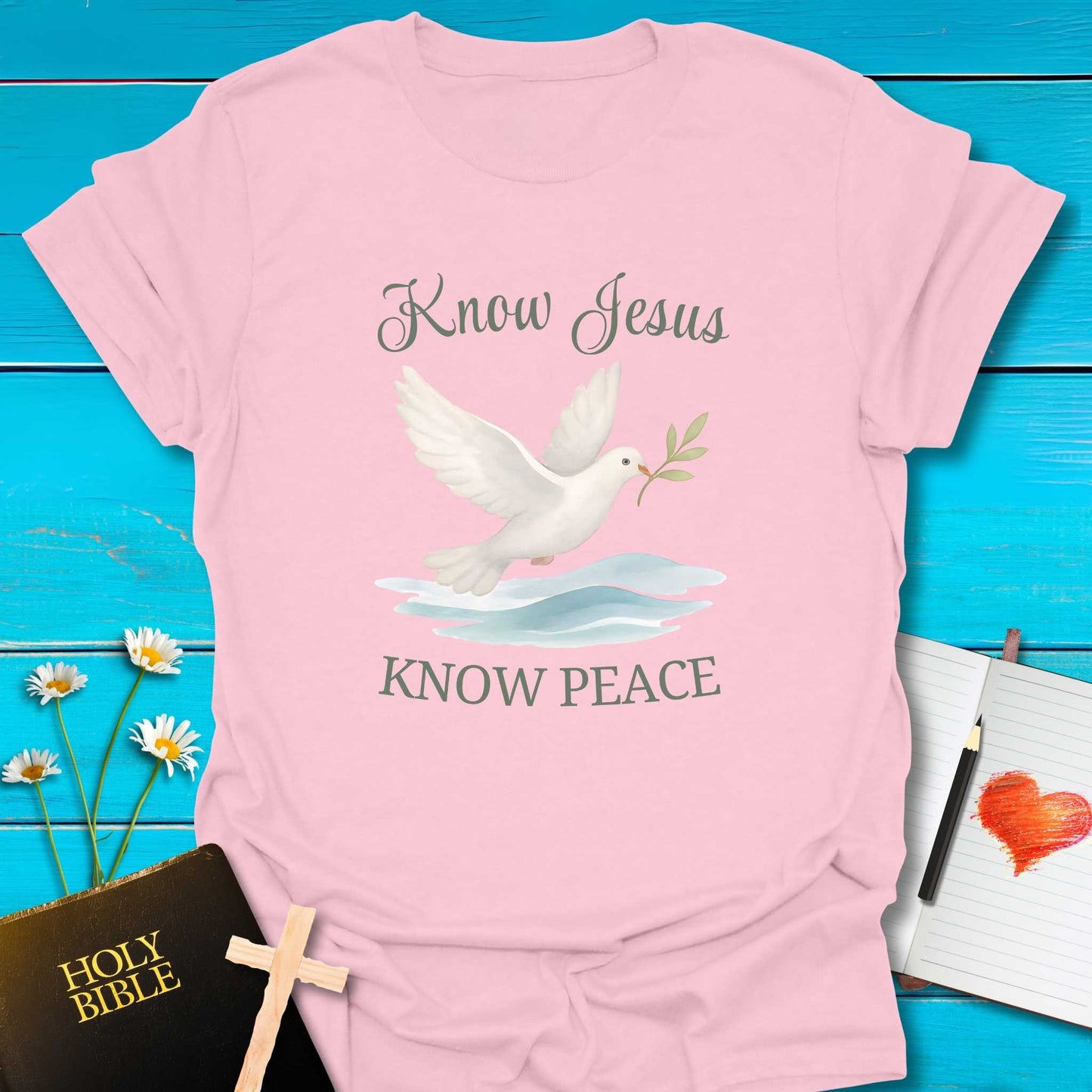 T-Shirt Light Pink / S Know Jesus Know Peace T-Shirt Echo Kindness Printify