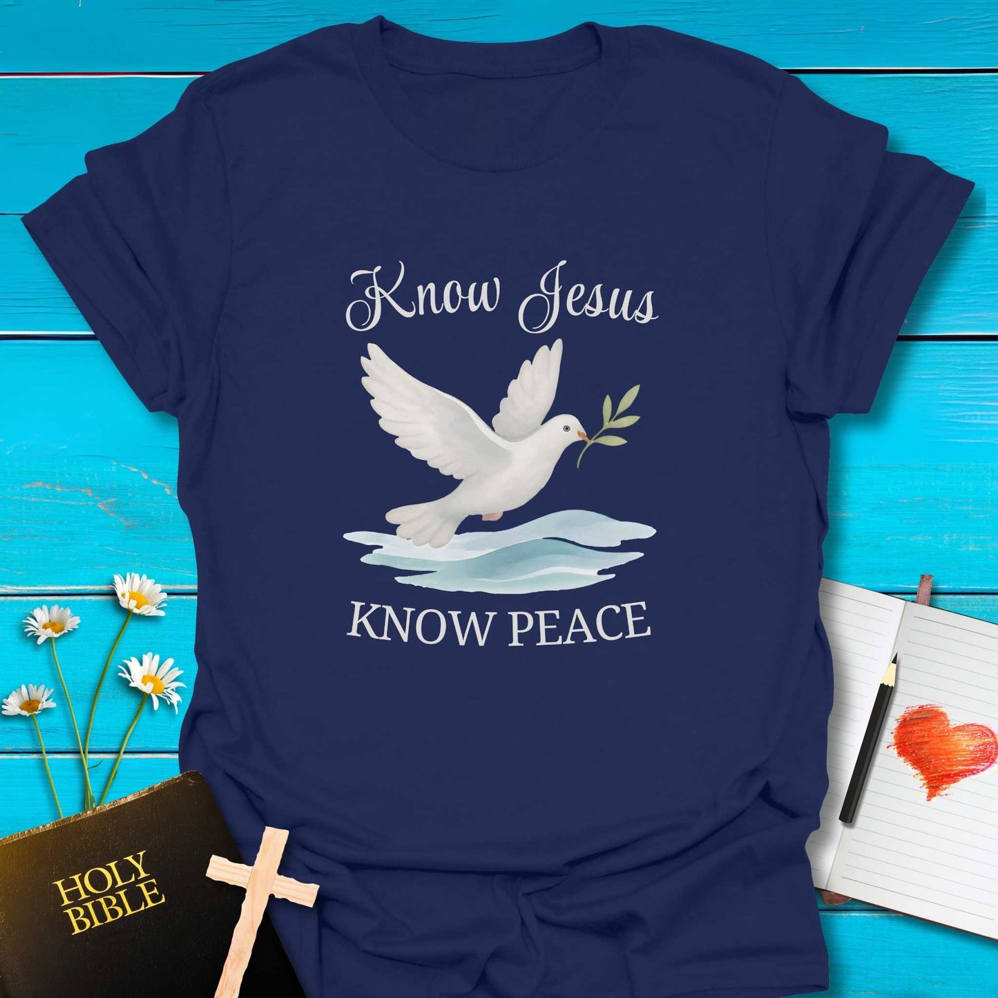 T-Shirt Navy / S Know Jesus Know Peace T-Shirt Echo Kindness Printify