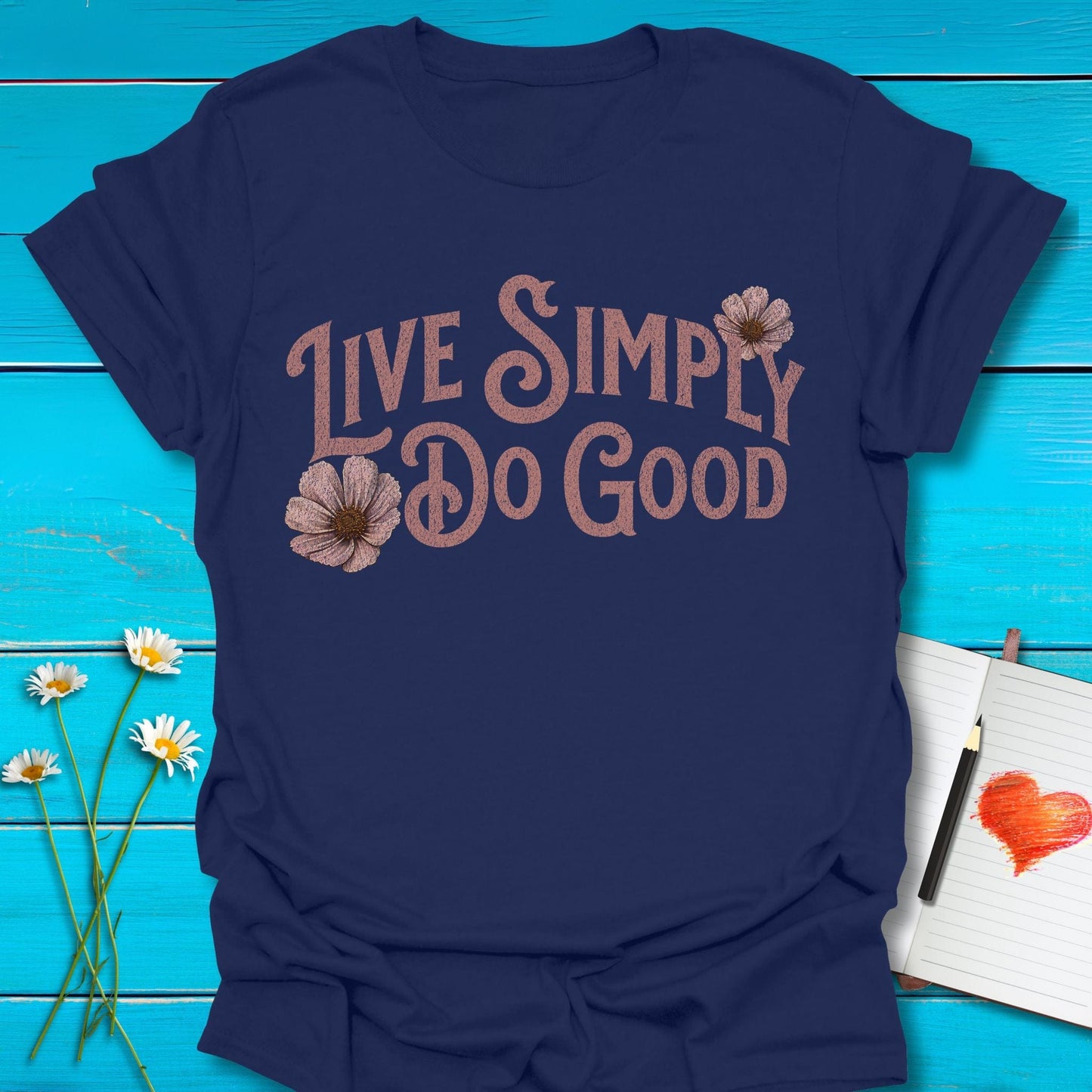T-Shirt Navy / S Live Simply T-Shirt Echo Kindness Printify
