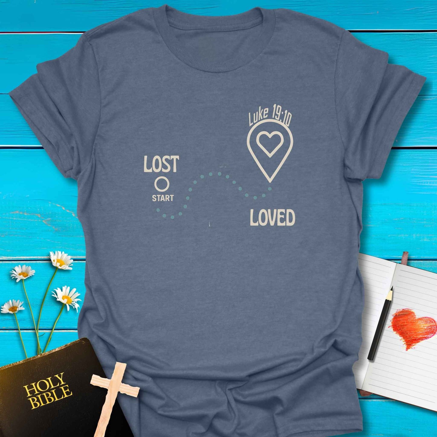 T-Shirt Heather indigo / S Lost Loved T-Shirt Echo Kindness Printify