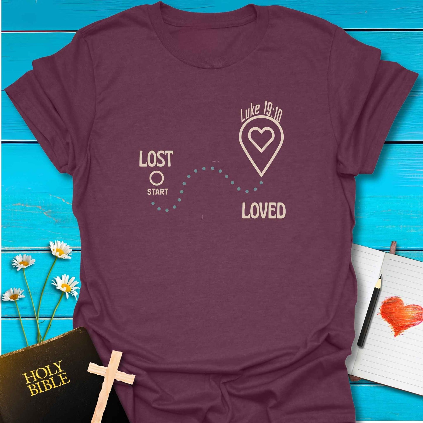 T-Shirt Heather Maroon / S Lost Loved T-Shirt Echo Kindness Printify