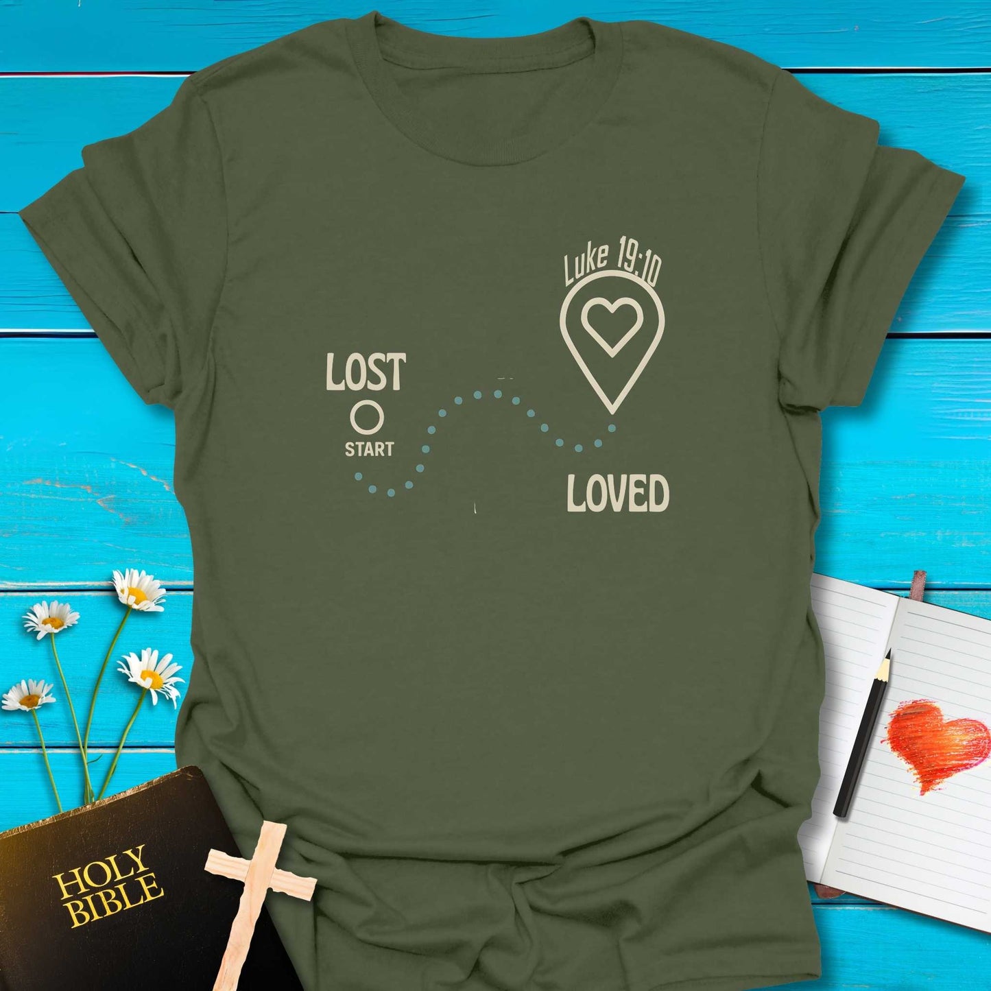 T-Shirt Military Green / S Lost Loved T-Shirt Echo Kindness Printify