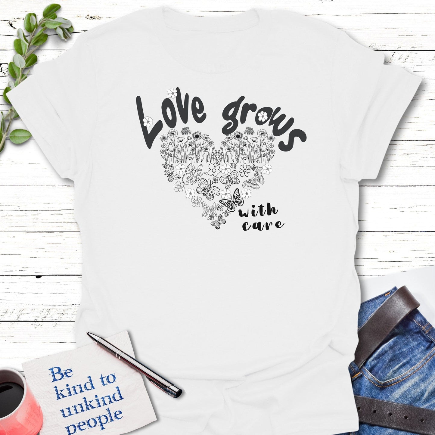 T-Shirt White / S Love Grows T-Shirt Echo Kindness Printify