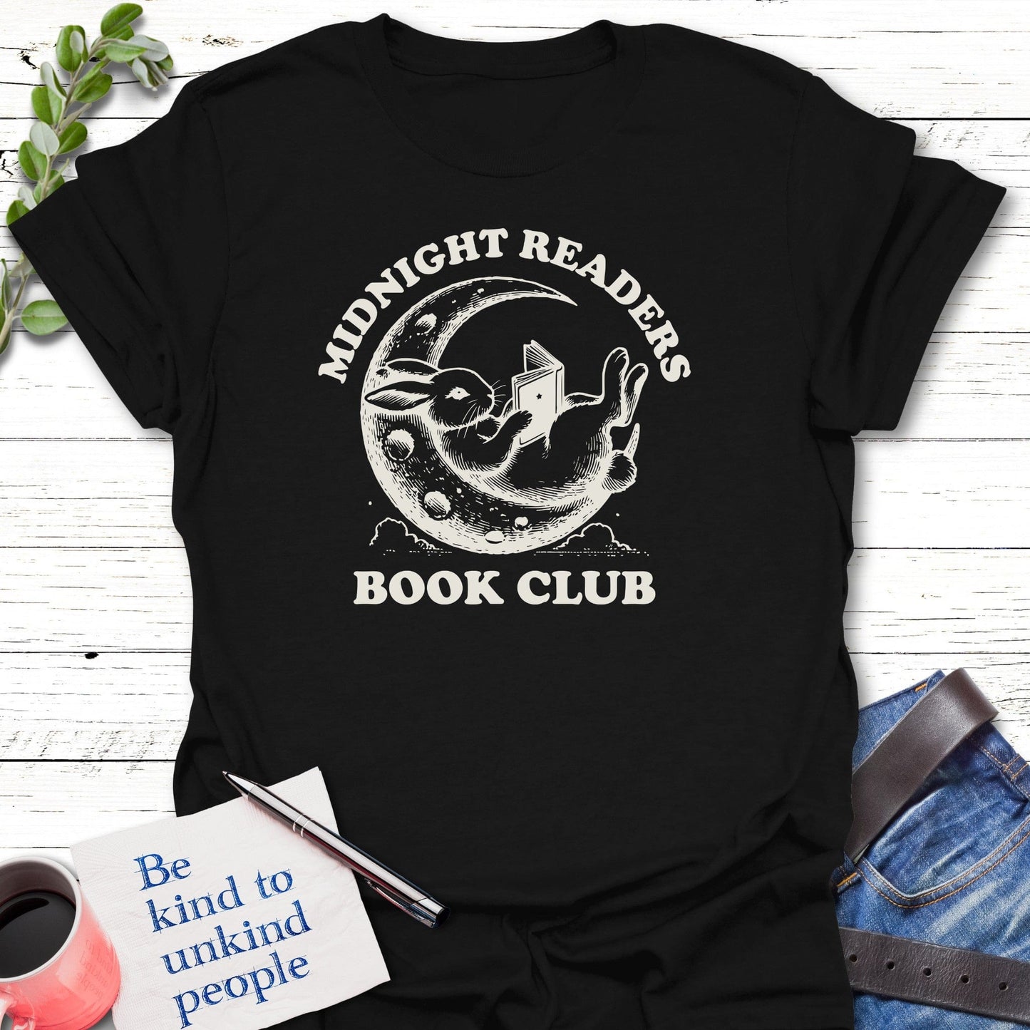 T-Shirt Black / S Lunar Bunny Tales Echo Kindness Printify