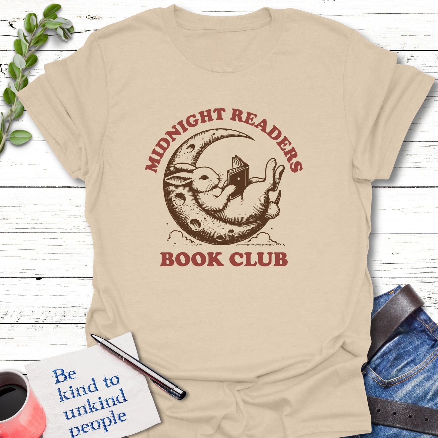 T-Shirt Sand / S Lunar Bunny Tales Echo Kindness Printify