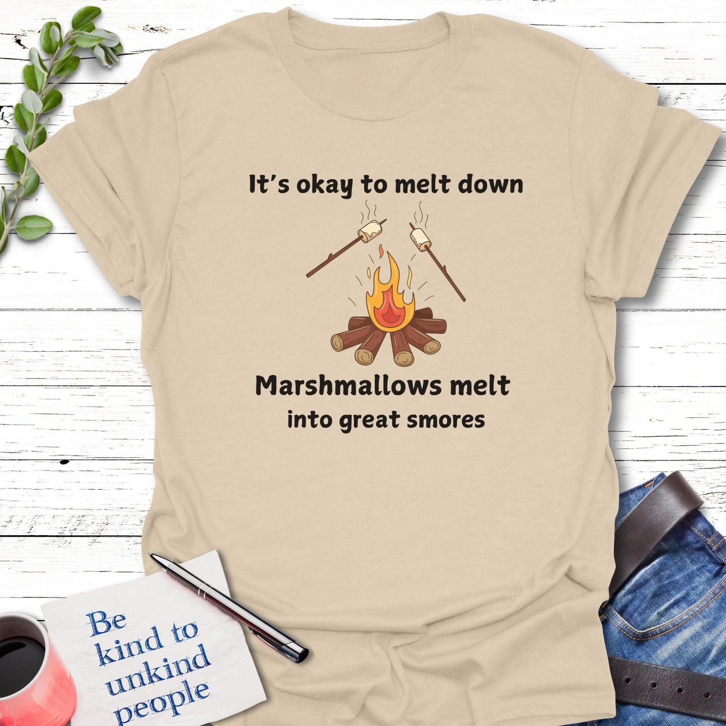 T-Shirt Sand / S Melt Down T-Shirt Echo Kindness Printify