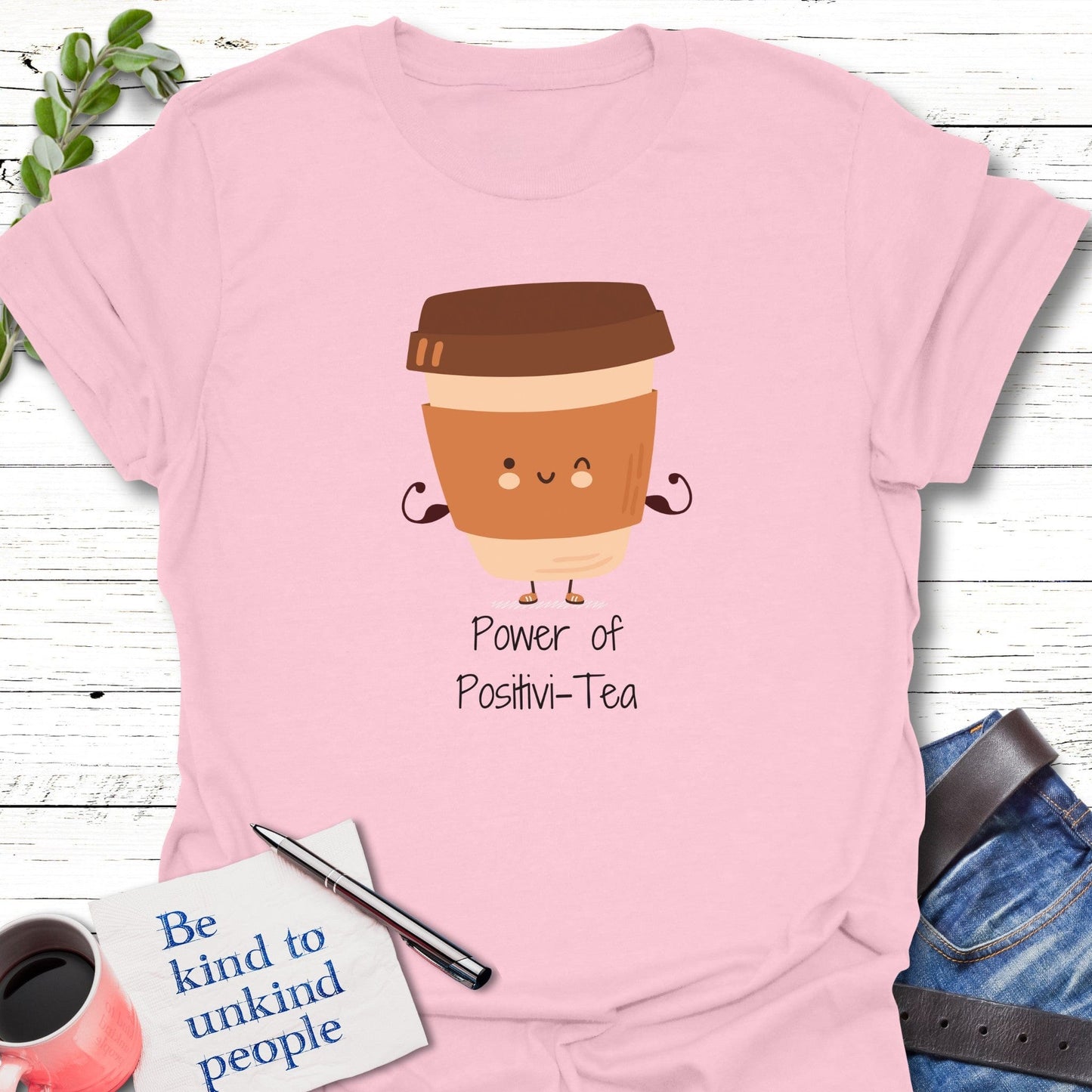 T-Shirt Light Pink / S Mighty Positivi-tea T-Shirt Echo Kindness Printify