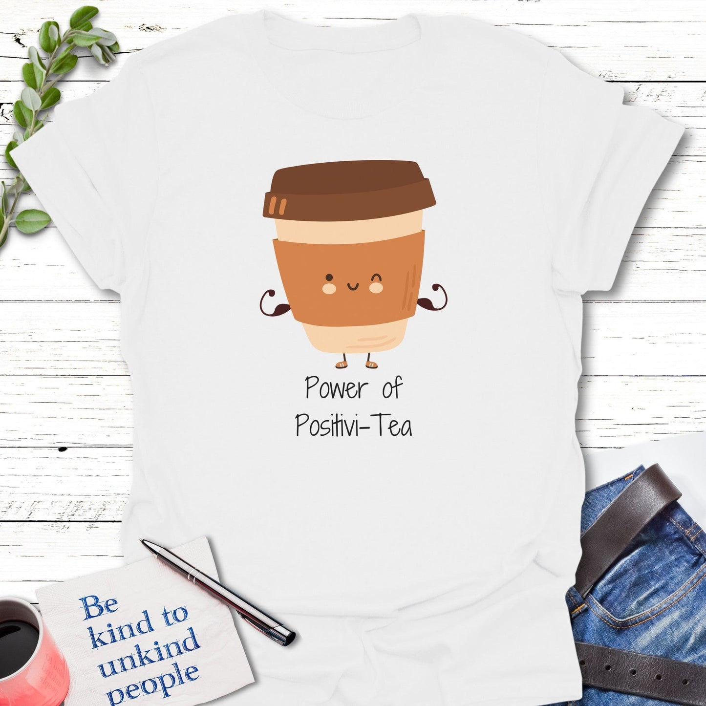T-Shirt White / XS Mighty Positivi-tea T-Shirt Echo Kindness Printify