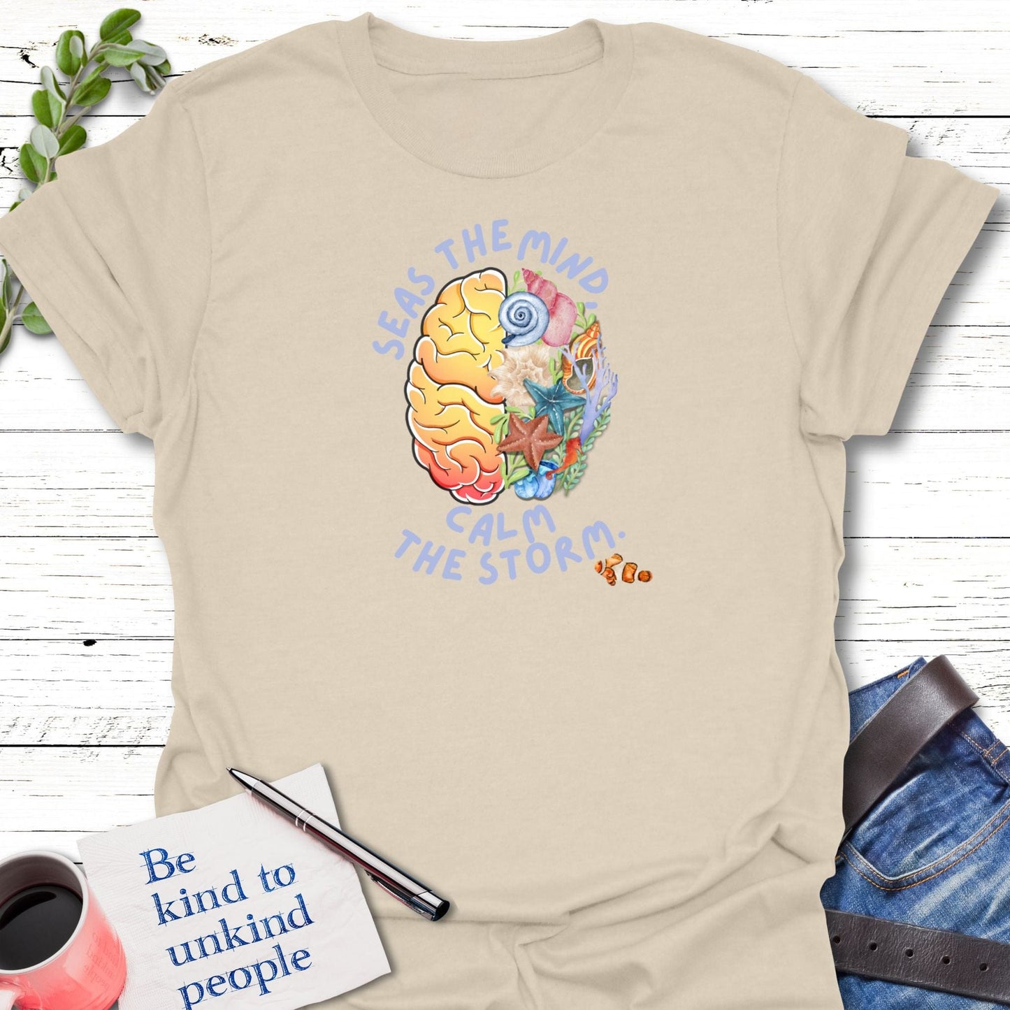T-Shirt Natural / S Mind the Seas T-Shirt Echo Kindness Printify