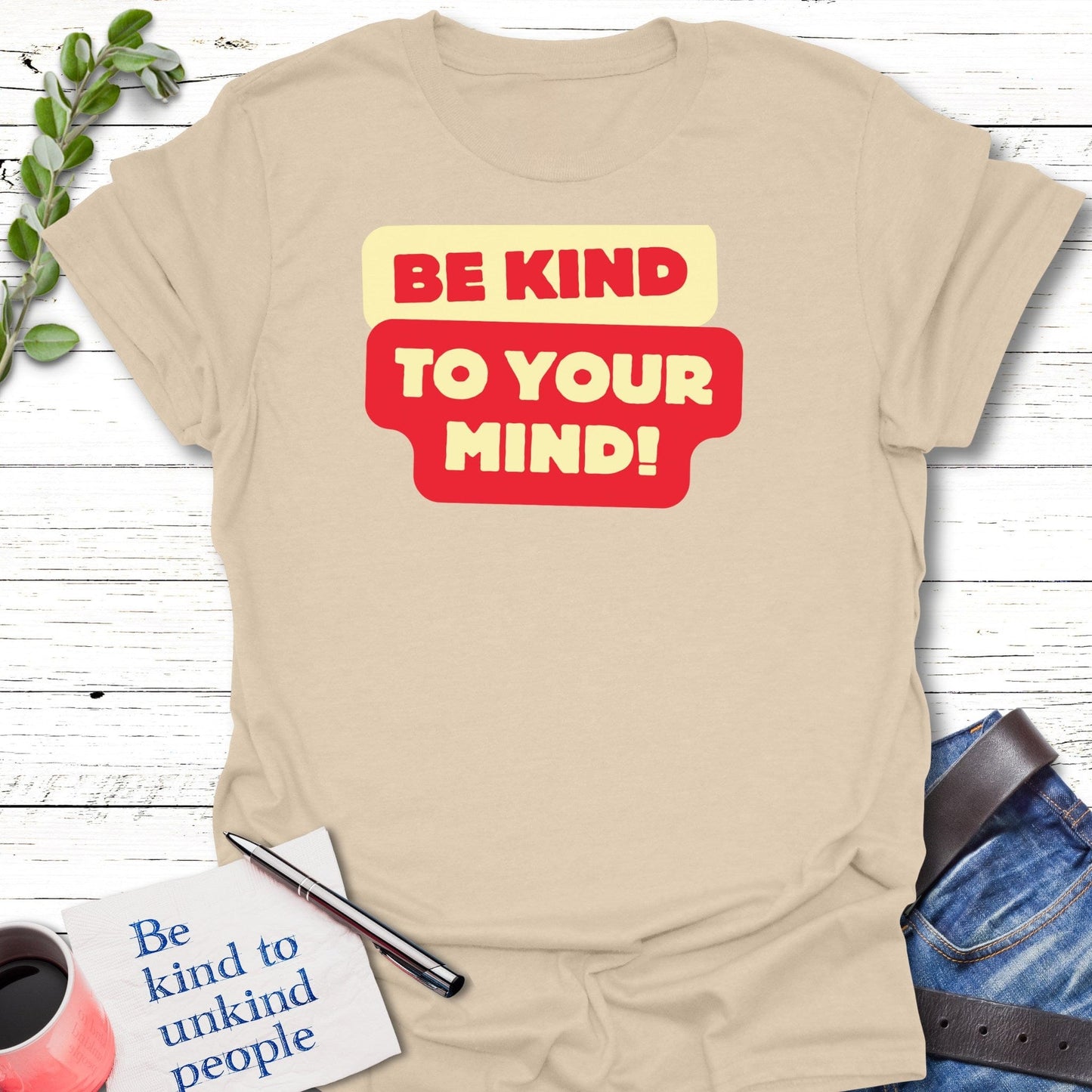 T-Shirt Sand / S Mindful Kindness T-Shirt Echo Kindness Printify