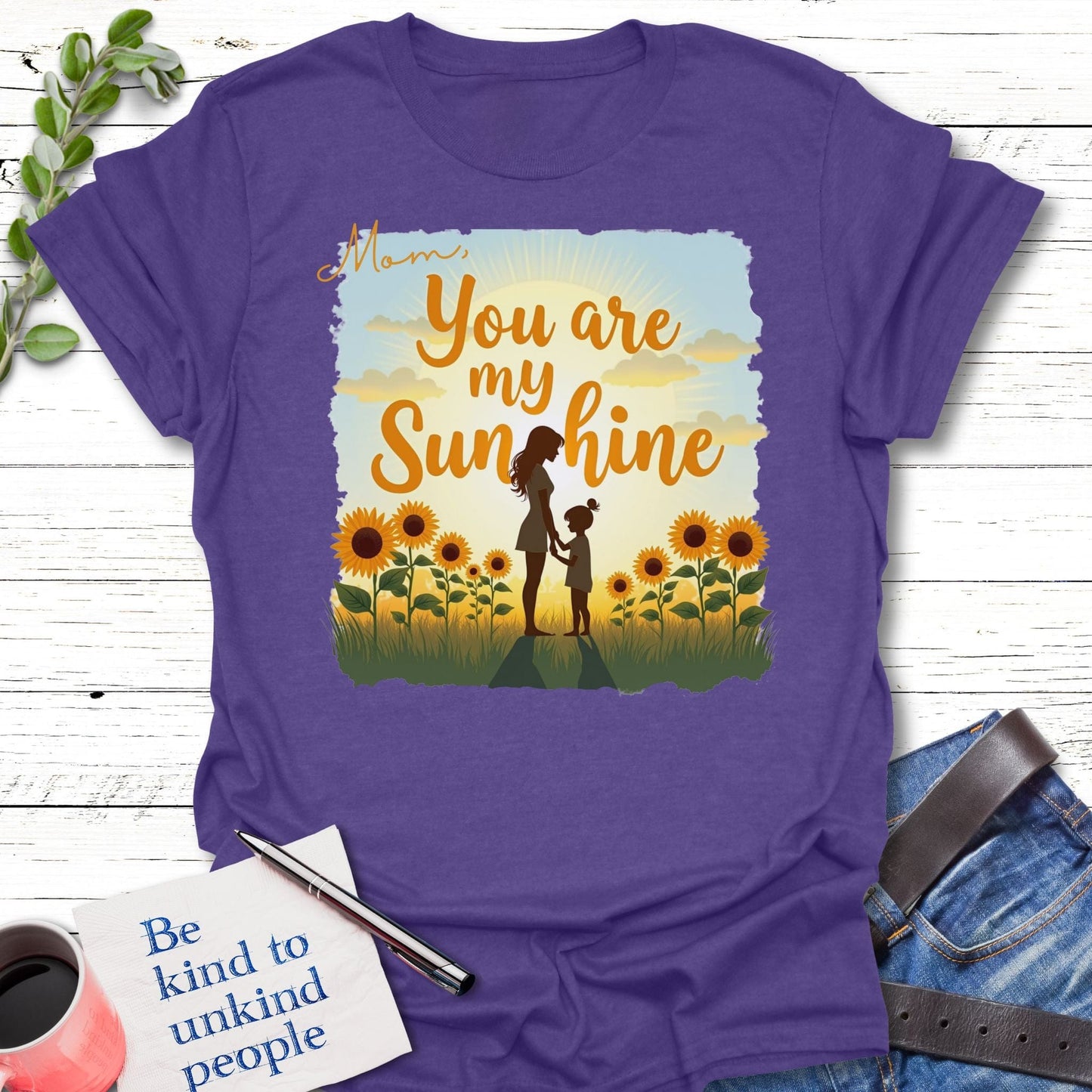 T-Shirt Heather Purple / S Mommy Sunshine T-Shirt Echo Kindness Printify