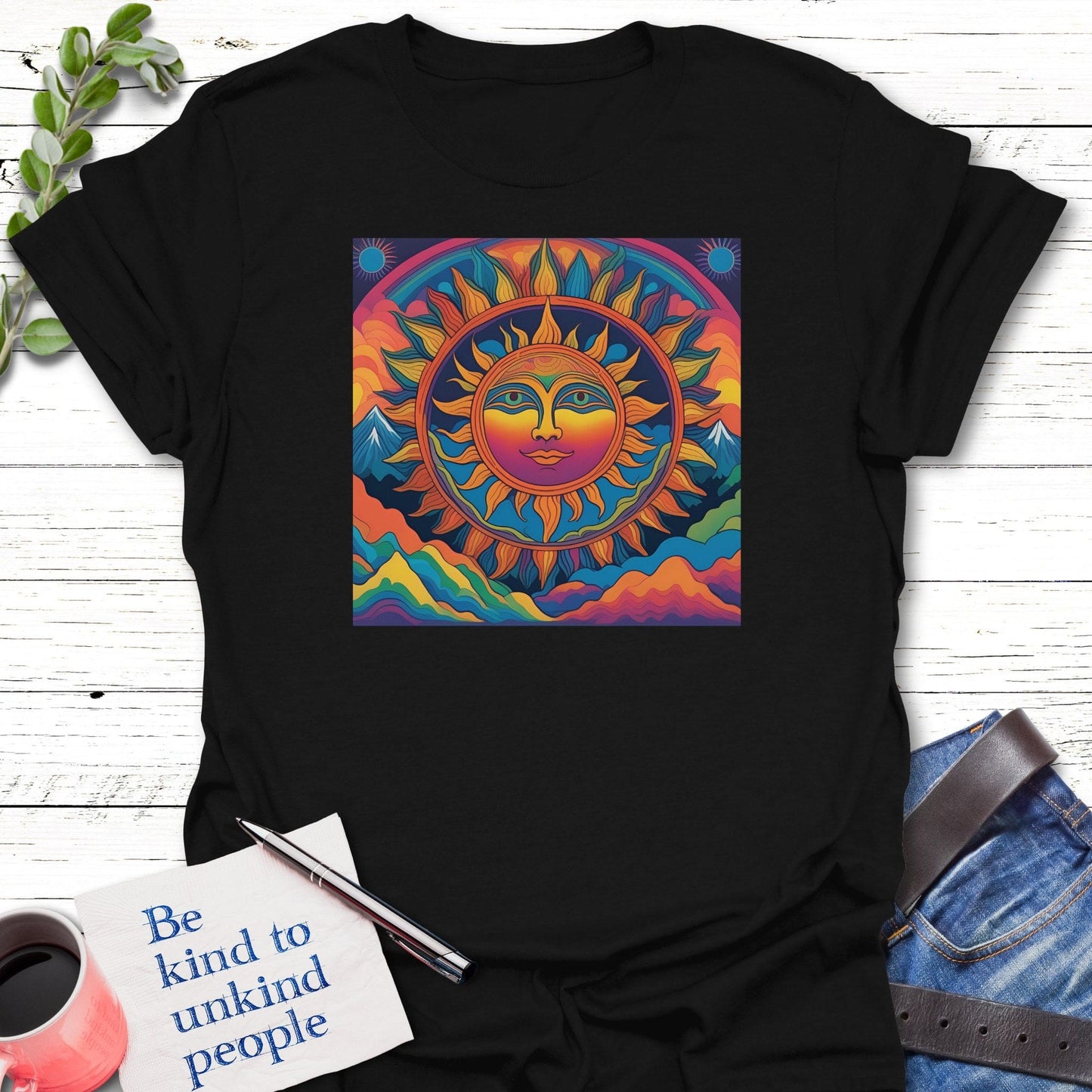T-Shirt Black / S Mountain Sunshine T-Shirt Echo Kindness Printify