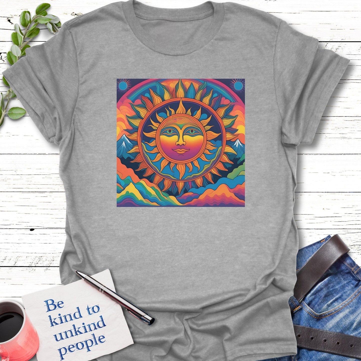 T-Shirt Sport Grey / S Mountain Sunshine T-Shirt Echo Kindness Printify