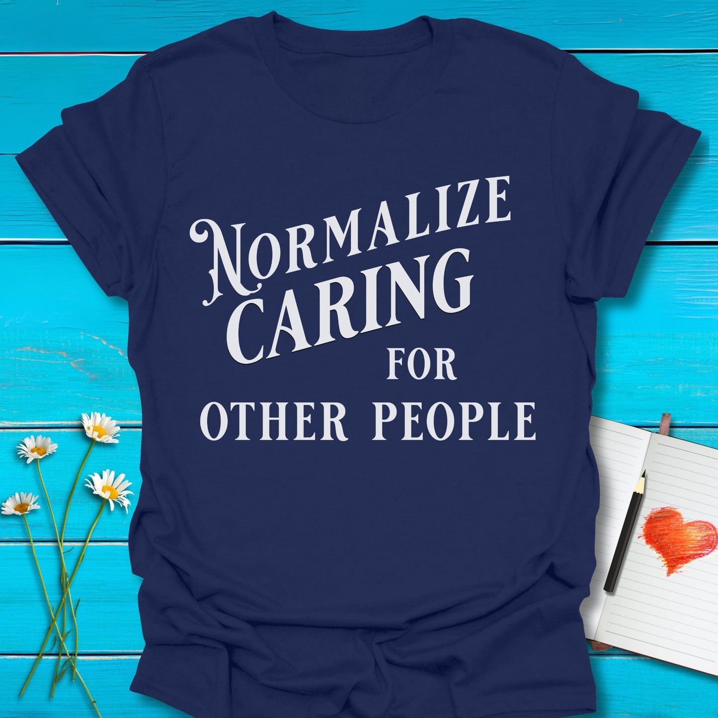 T-Shirt Navy / S Normalize Caring T-Shirt Echo Kindness Printify