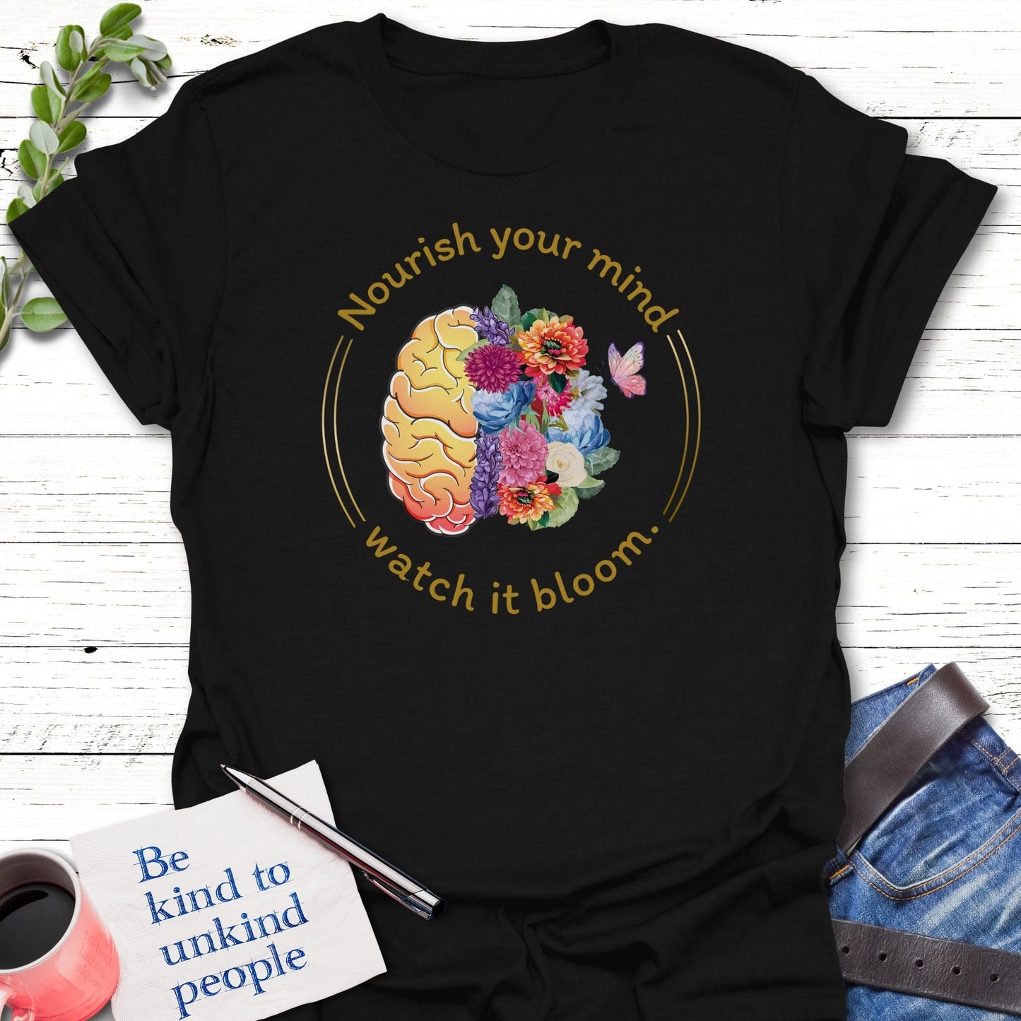 T-Shirt Black / S Nourishing Bloom T-Shirt Echo Kindness Printify