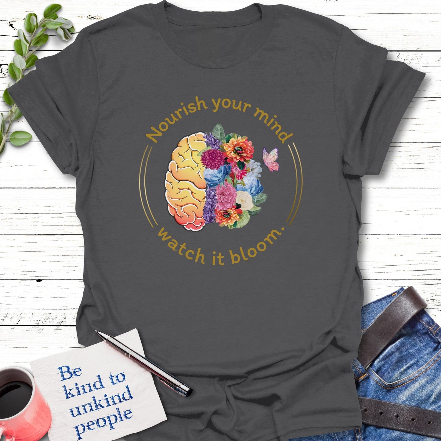 T-Shirt Charcoal / S Nourishing Bloom T-Shirt Echo Kindness Printify